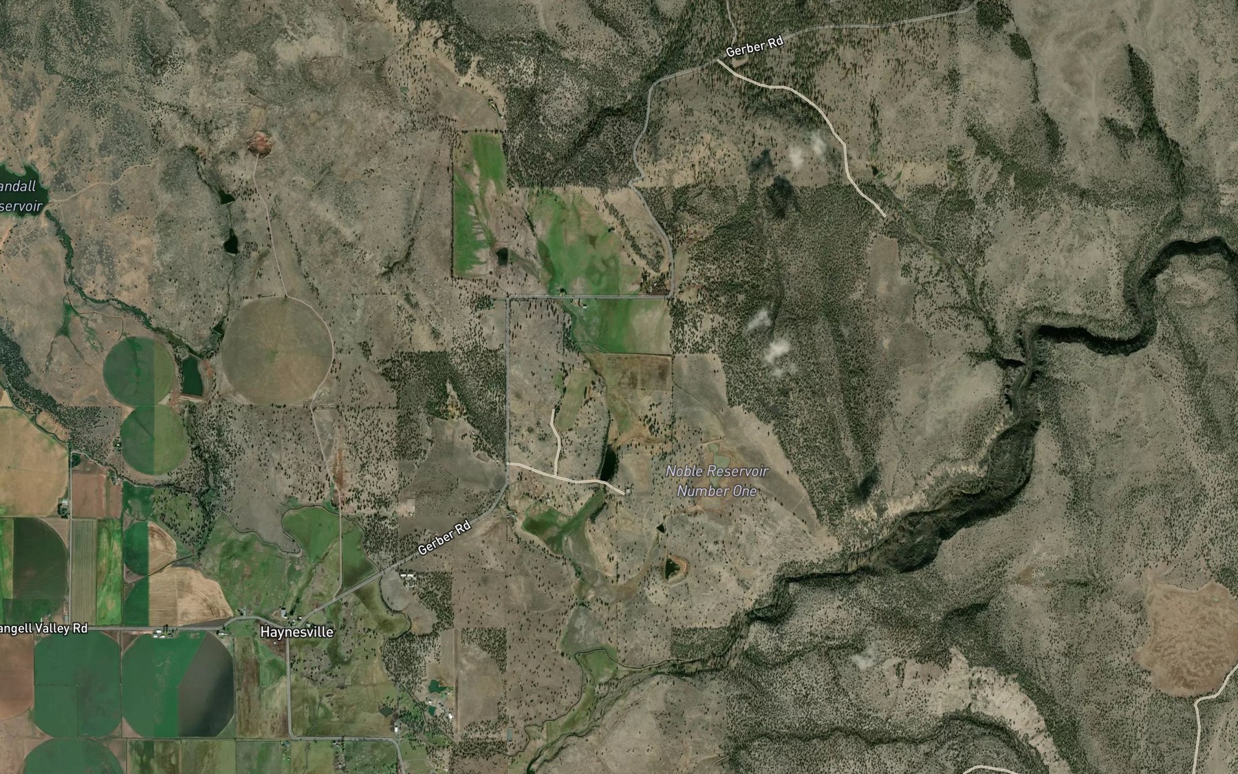 Satellite map of the Noble Creek