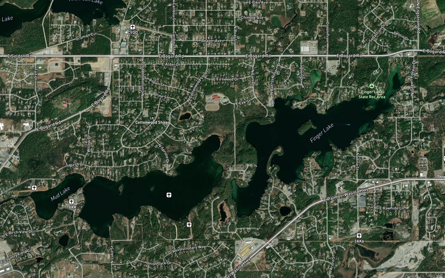 Satellite map of the Cottonwood Creek