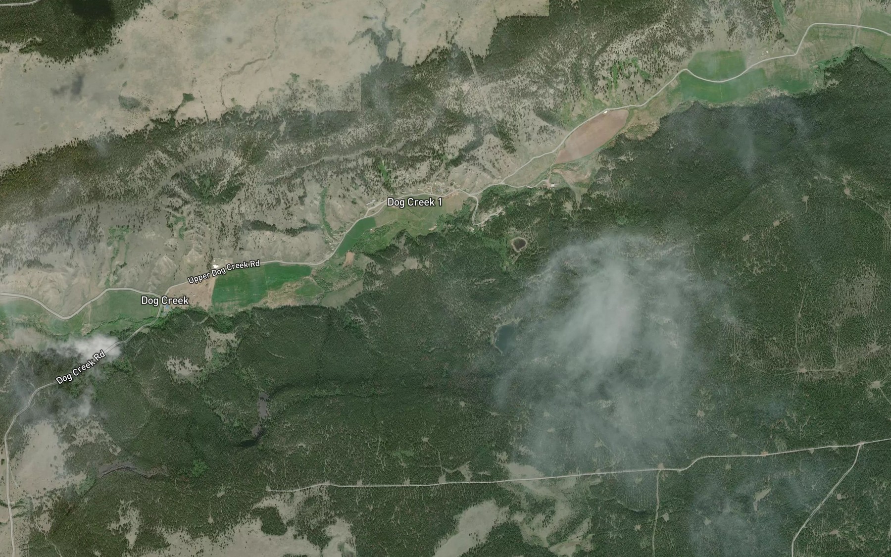 Satellite map of the Tinmusket Creek