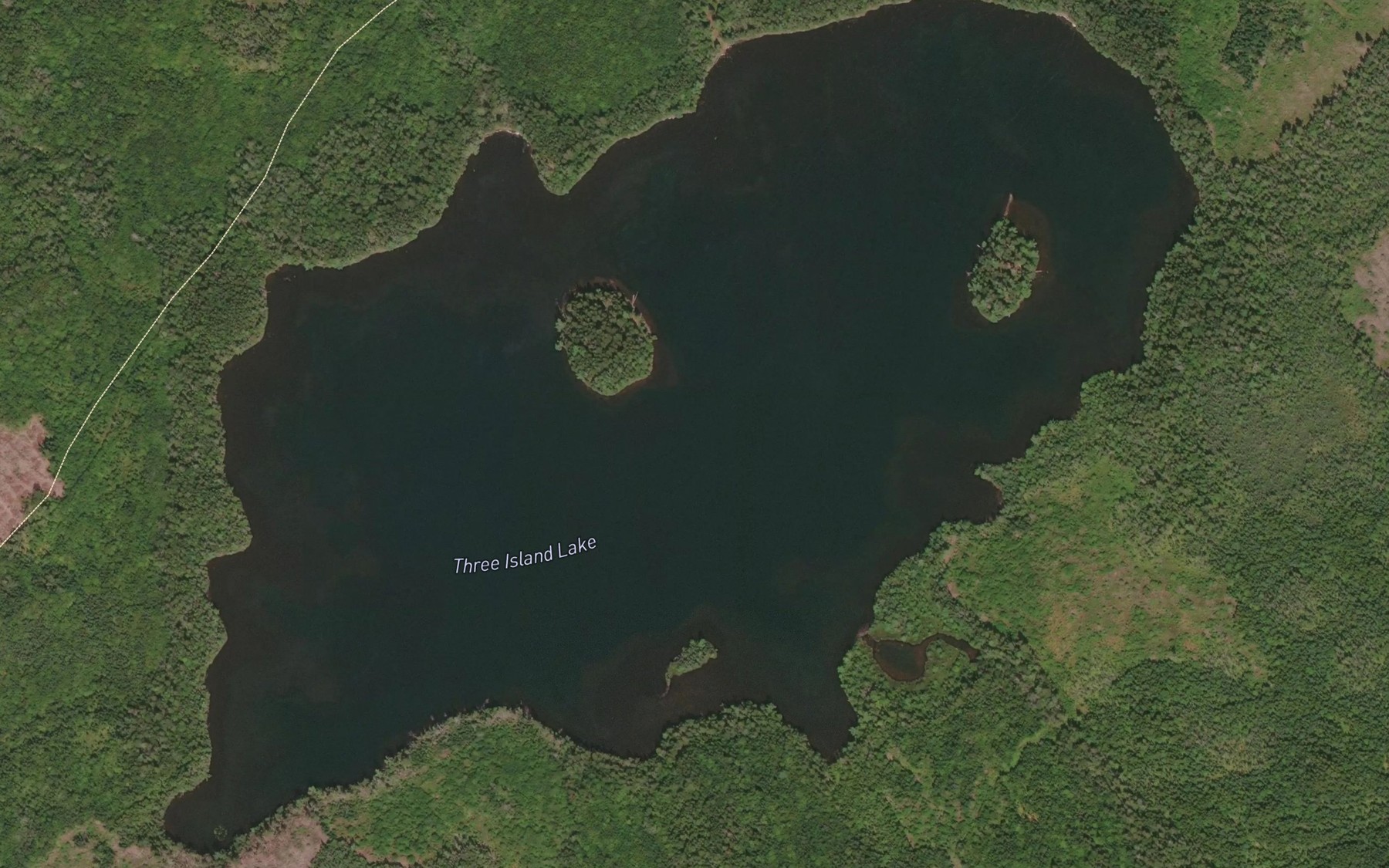 Satellite map of the Three Island Lake
