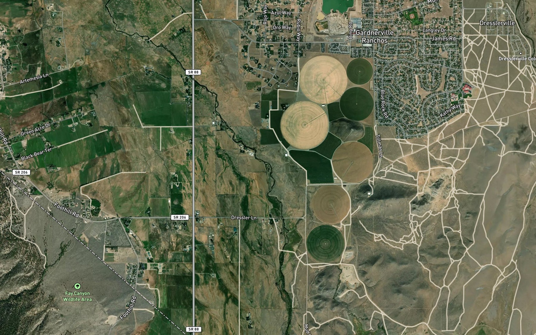 Satellite map of the West Fork Carson River