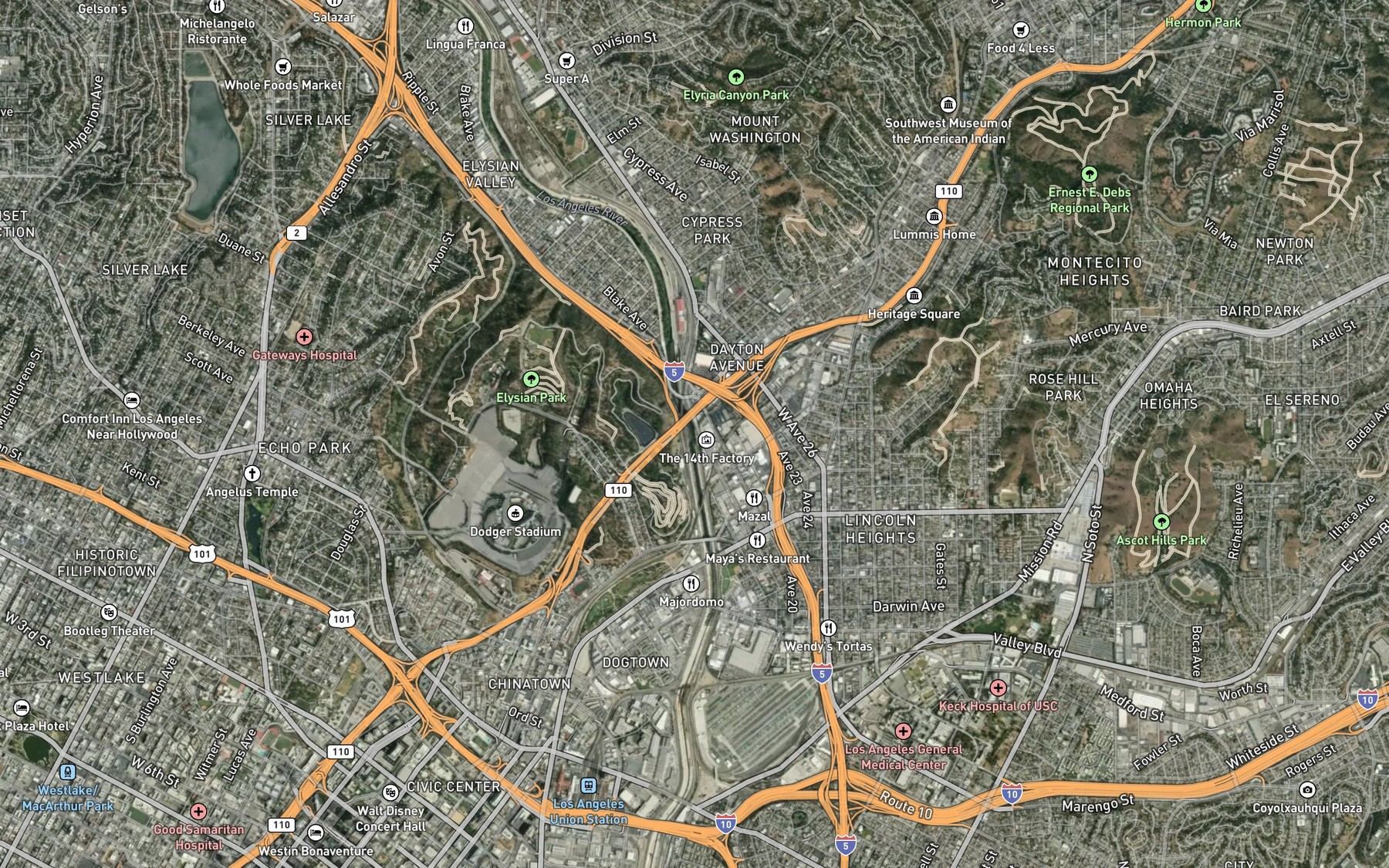 Satellite map of the Arroyo Seco