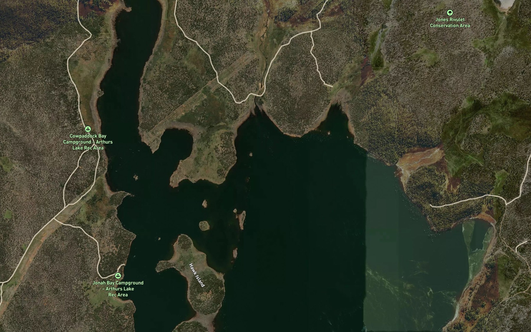 Satellite map of the Tumbledown Creek