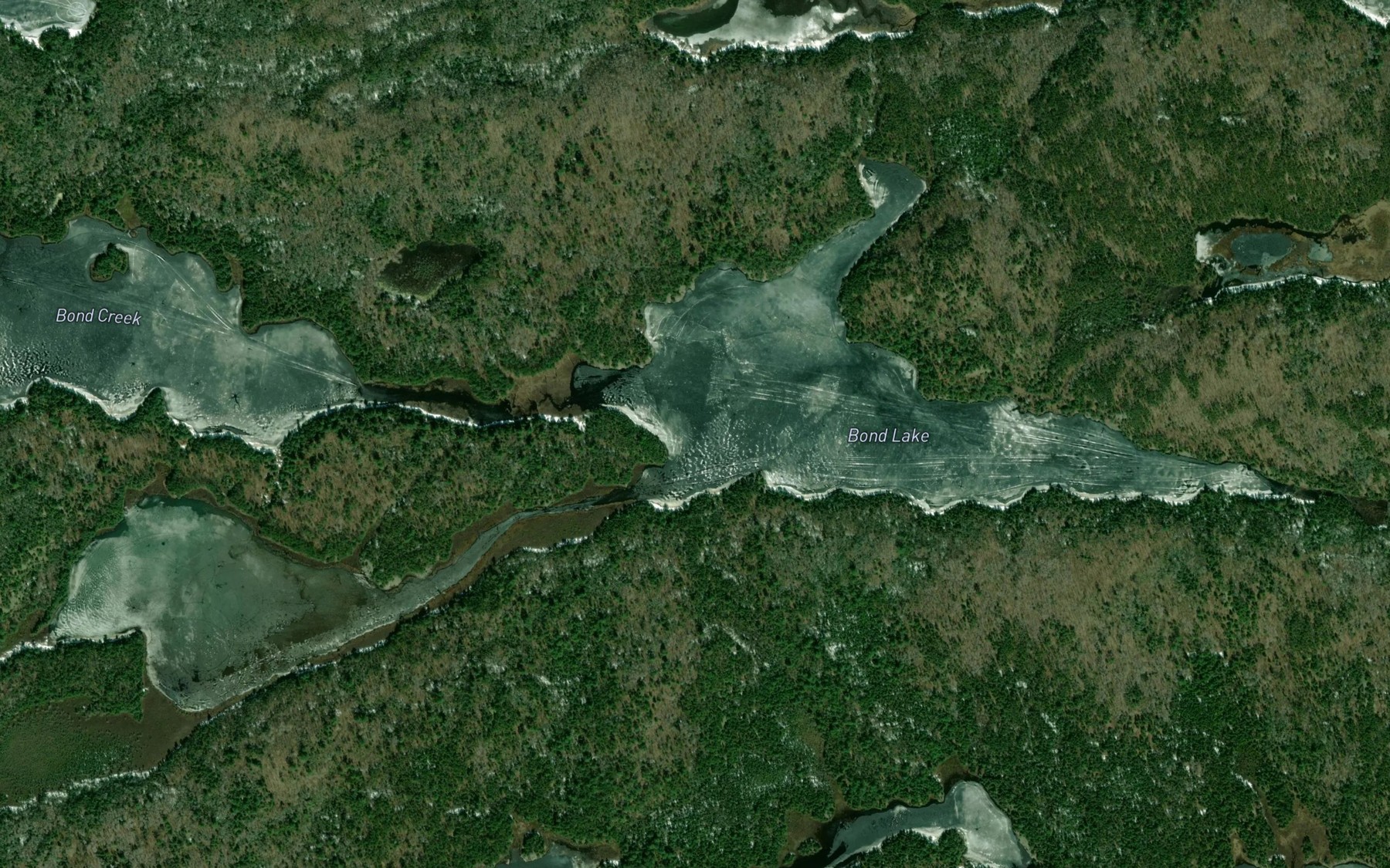 Satellite map of the Bond Lake