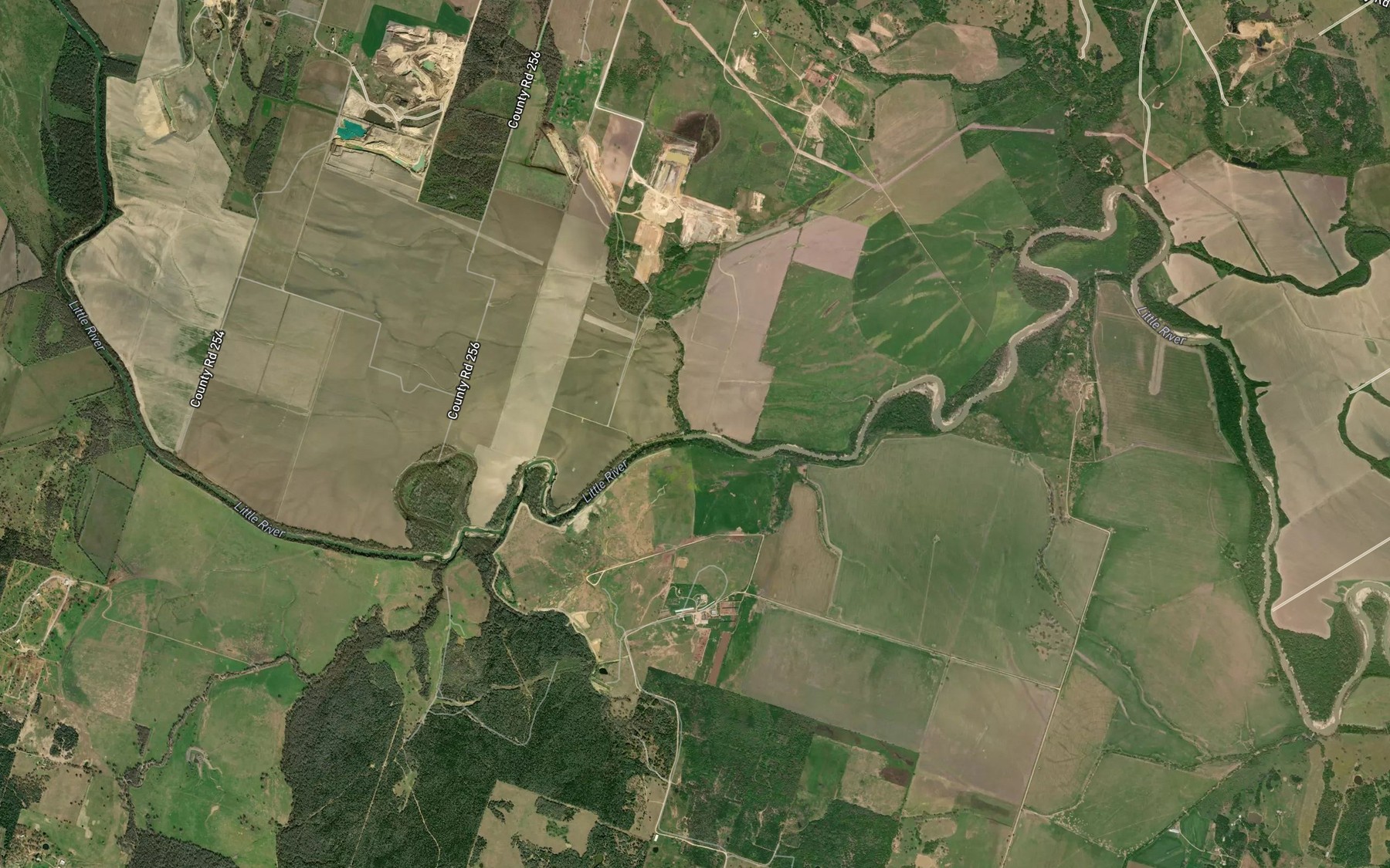 Satellite map of the Maysfield Creek