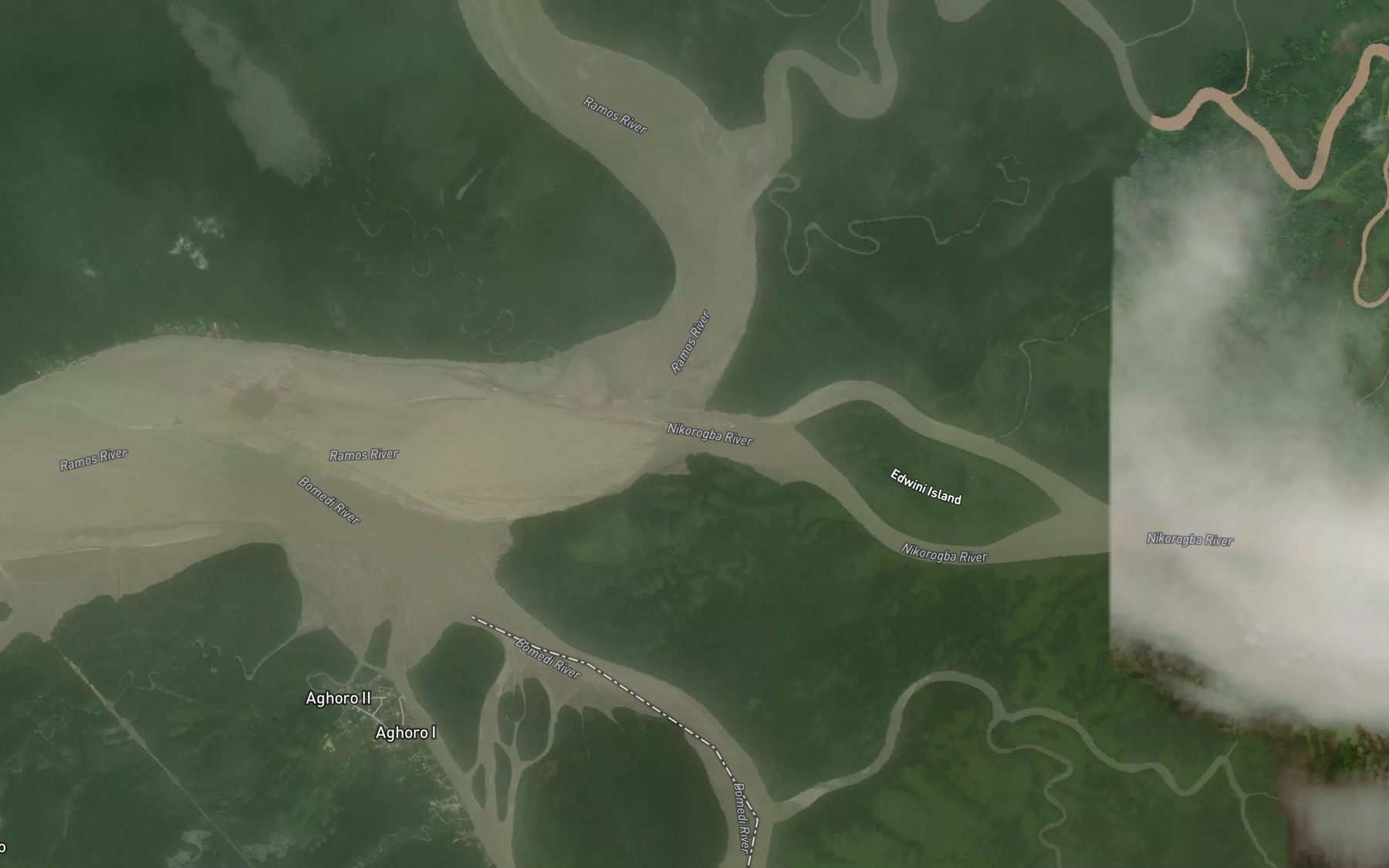 Satellite map of the Nikorogha Creek