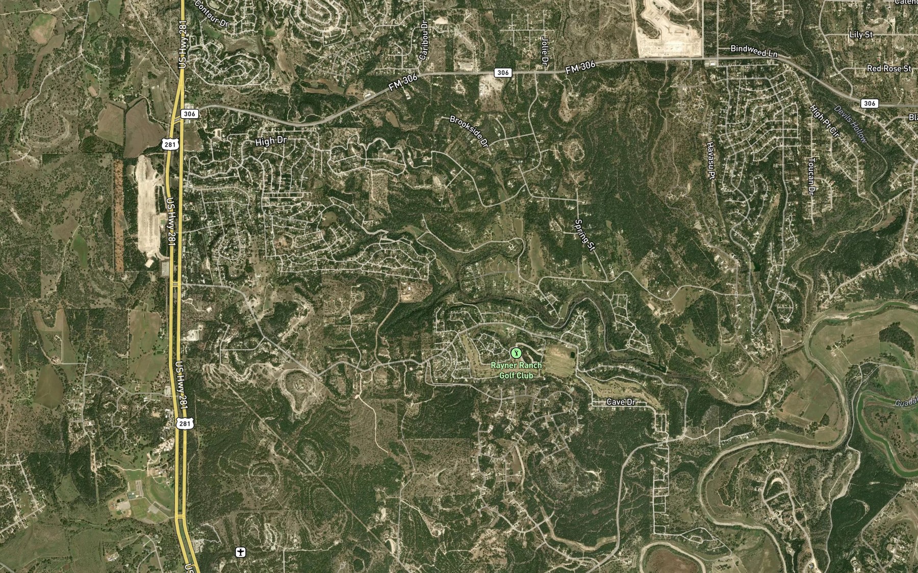 Satellite map of the Cherry Creek
