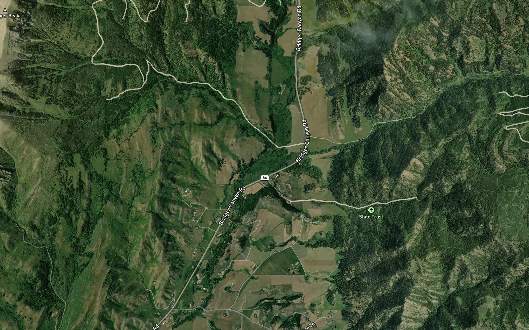 Satellite map of the School Gulch Creek