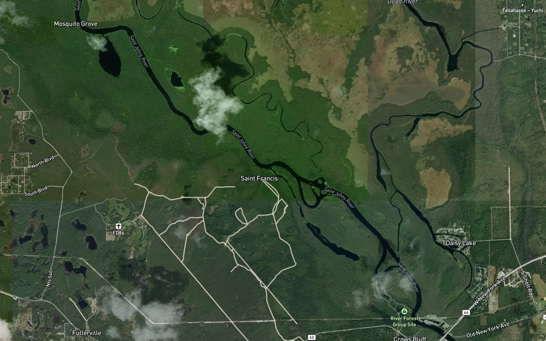 Satellite map of the Saint Francis Dead River