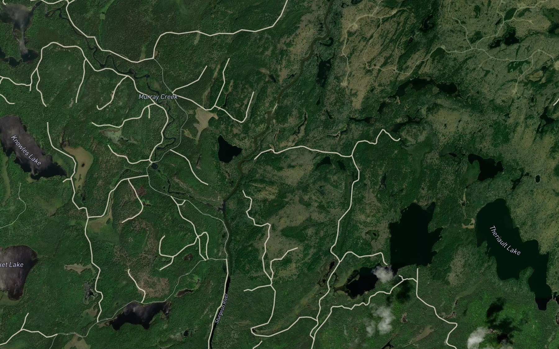 Satellite map of the Floodwood Chutes