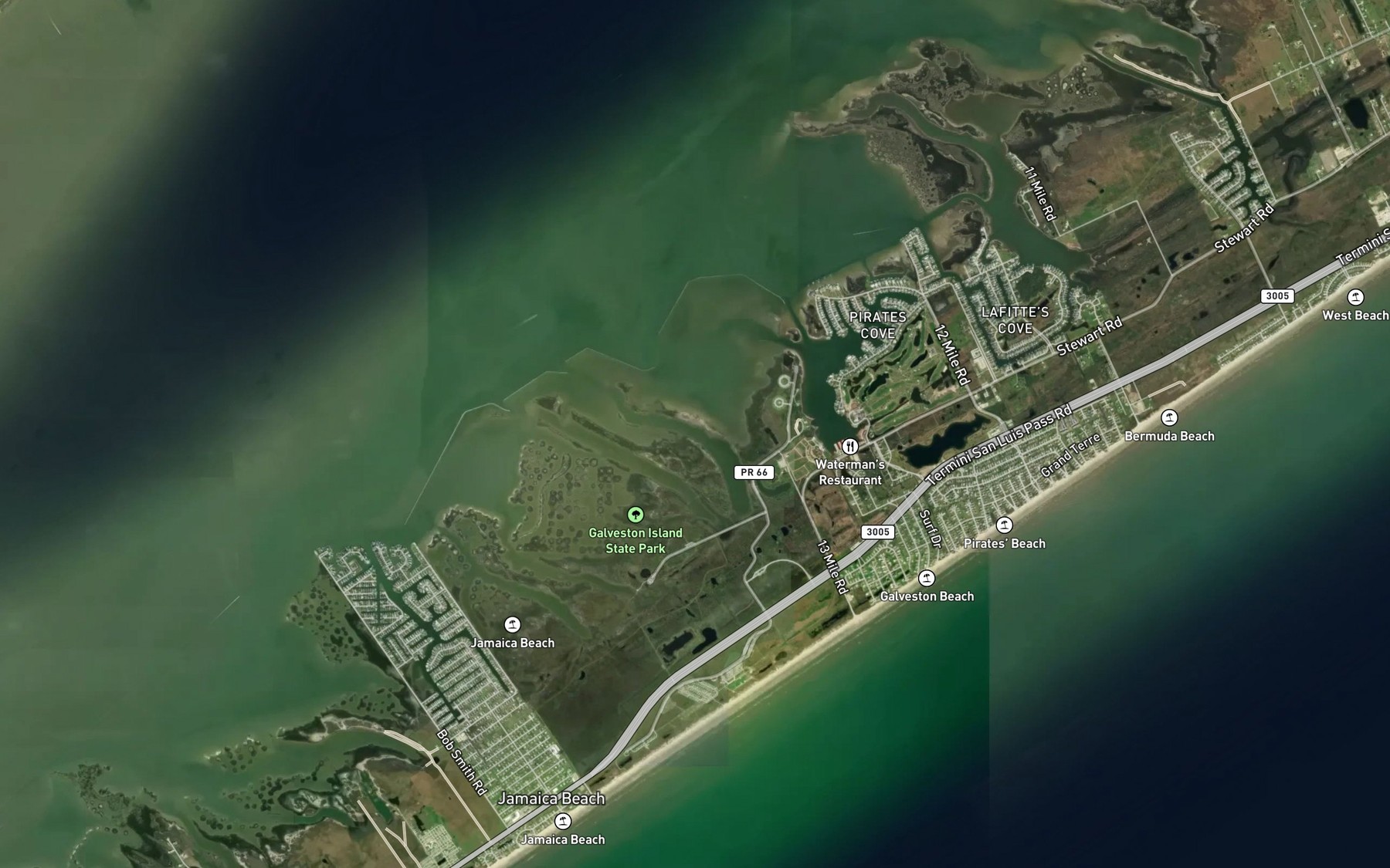 Satellite map of the Oak Bayou