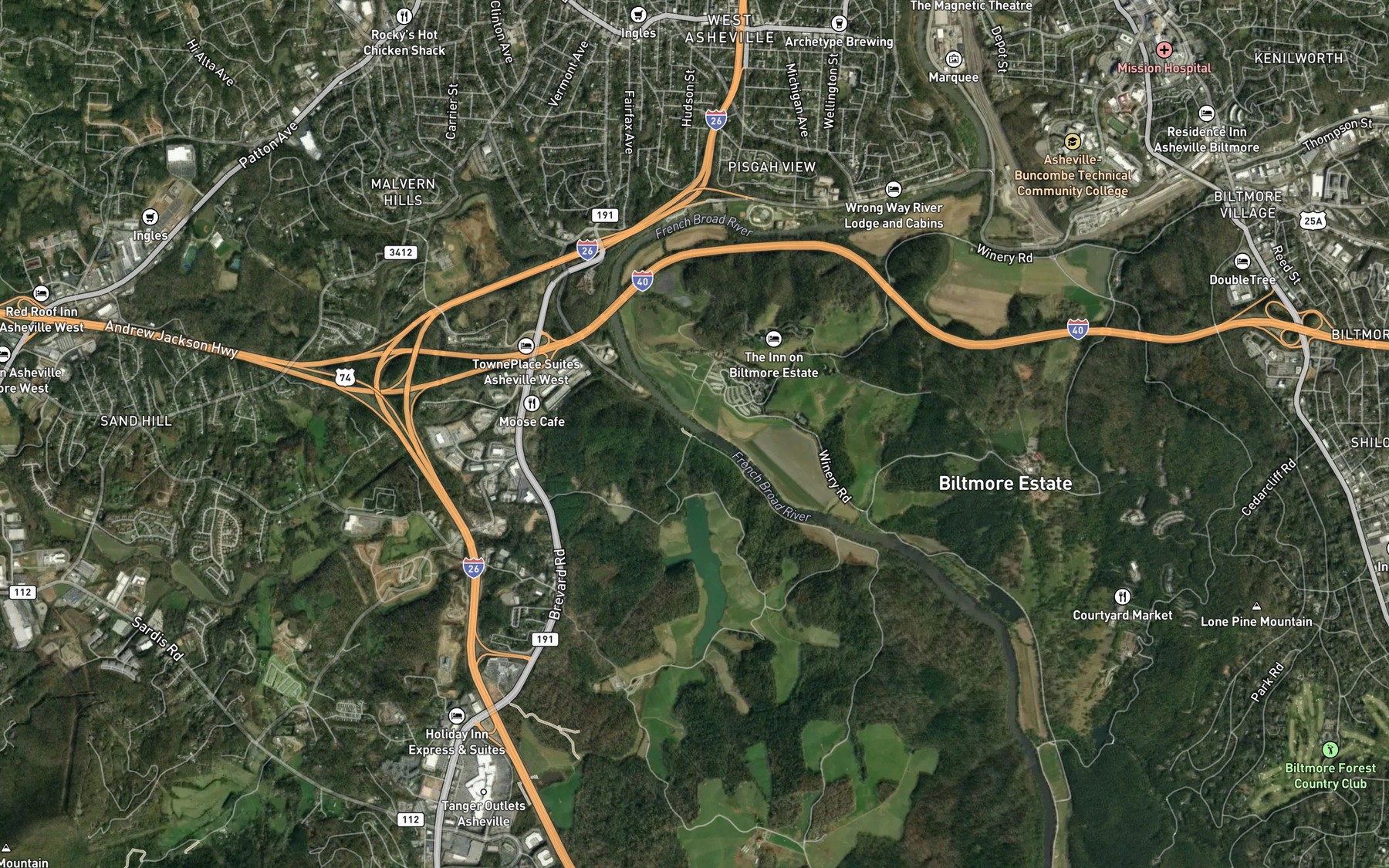 Satellite map of the Long Valley Branch