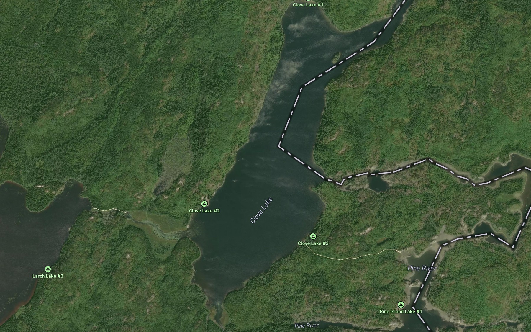 Satellite map of the Clove Lake