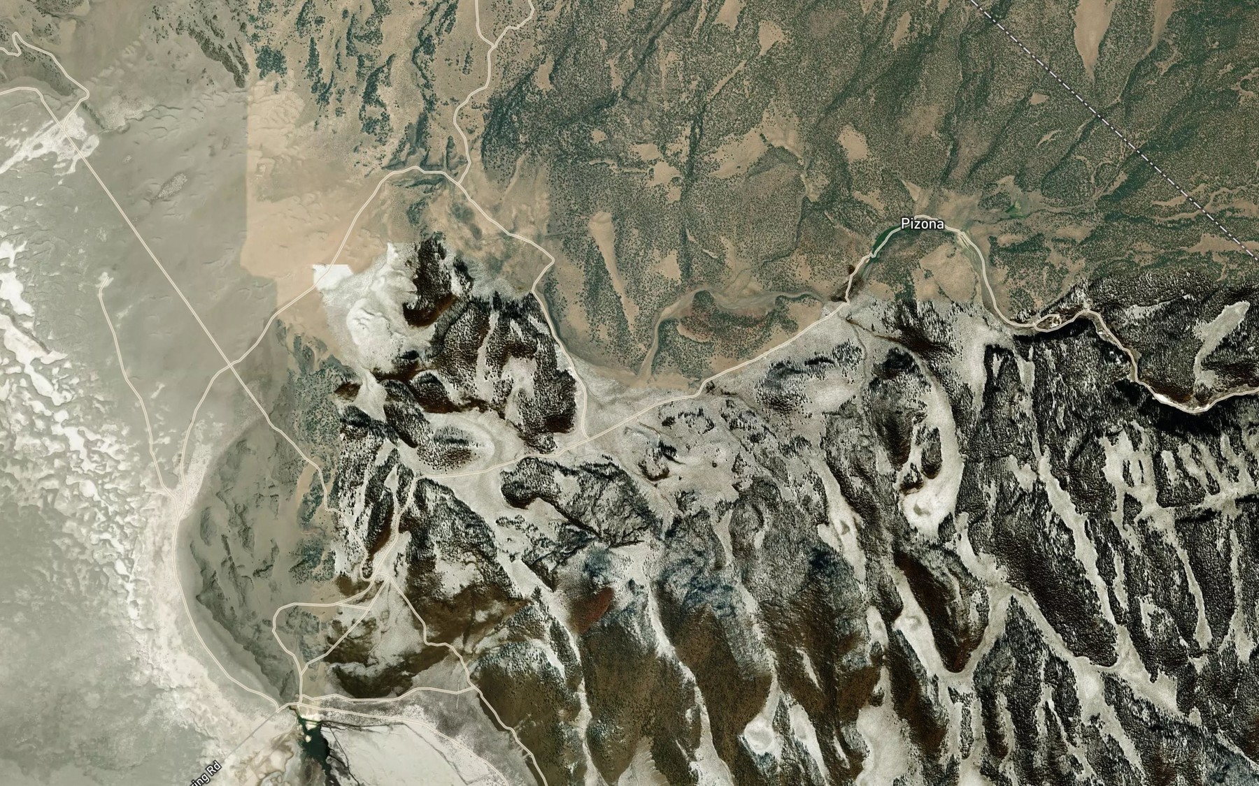 Satellite map of the Pizona Creek