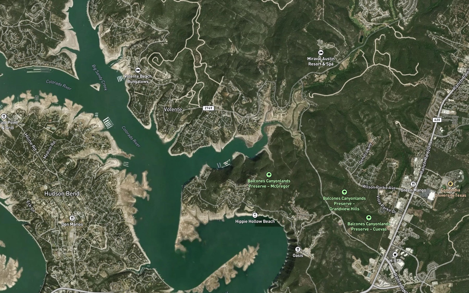 Satellite map of the Cypress Creek Arm