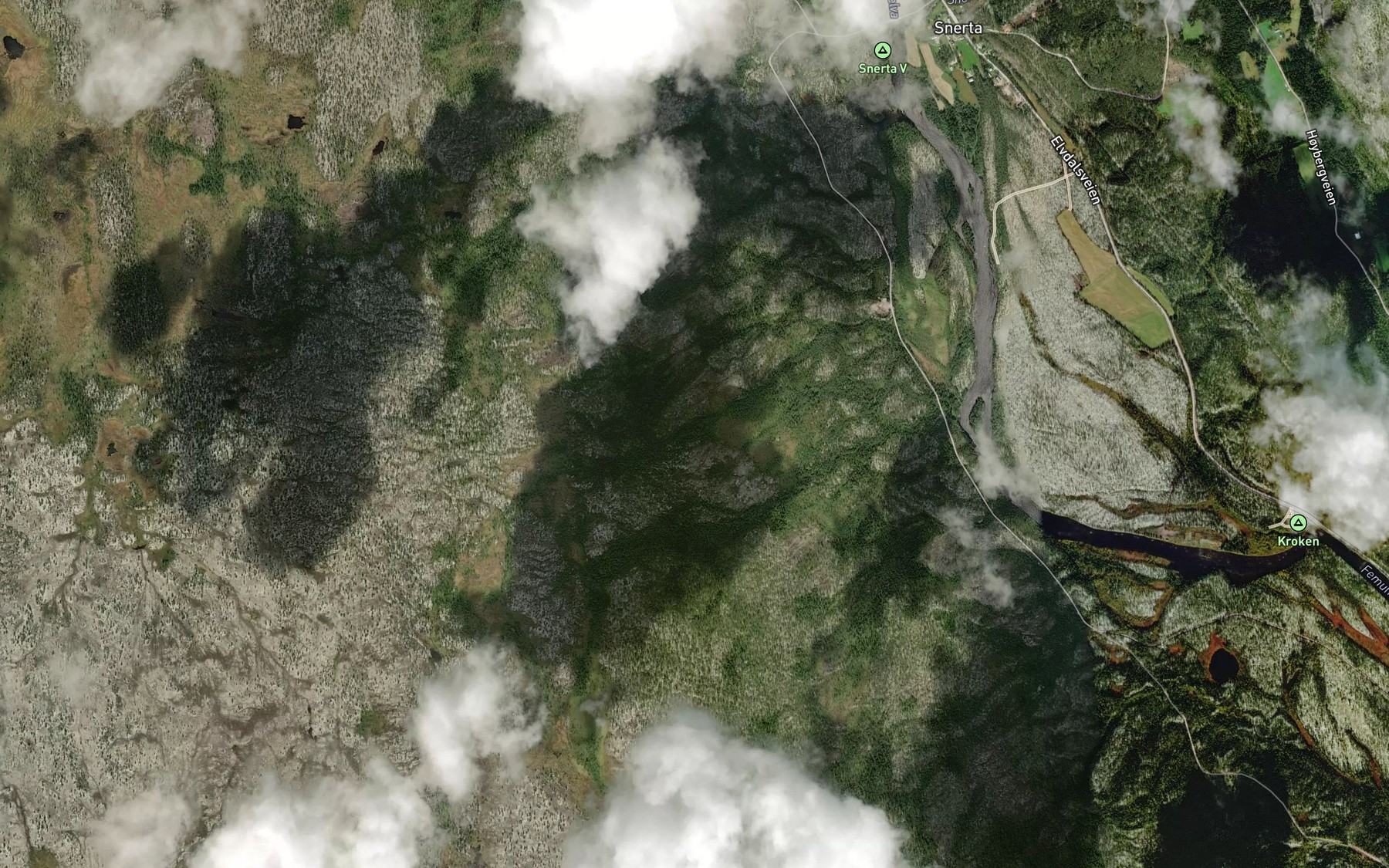 Satellite map of the Kaldmyrbekken