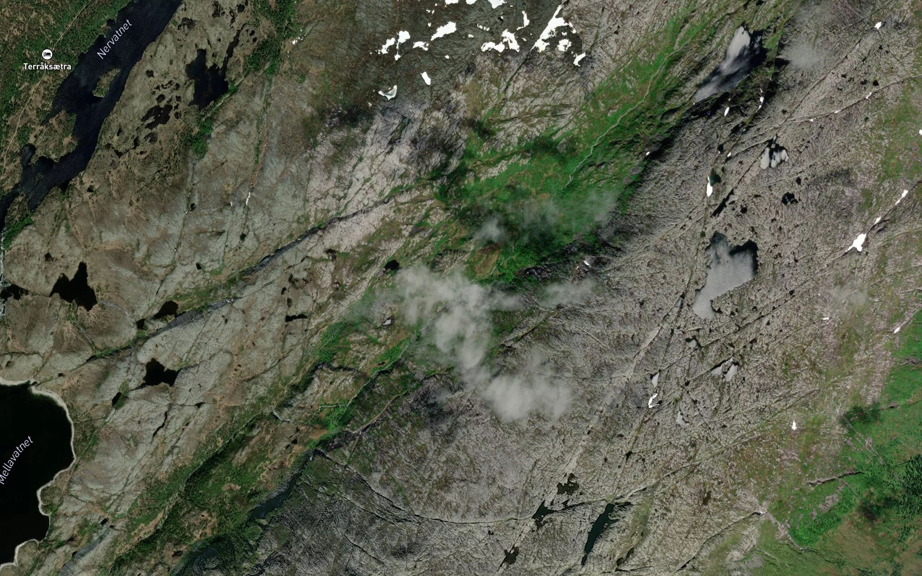 Satellite map of the Austerengdalselva