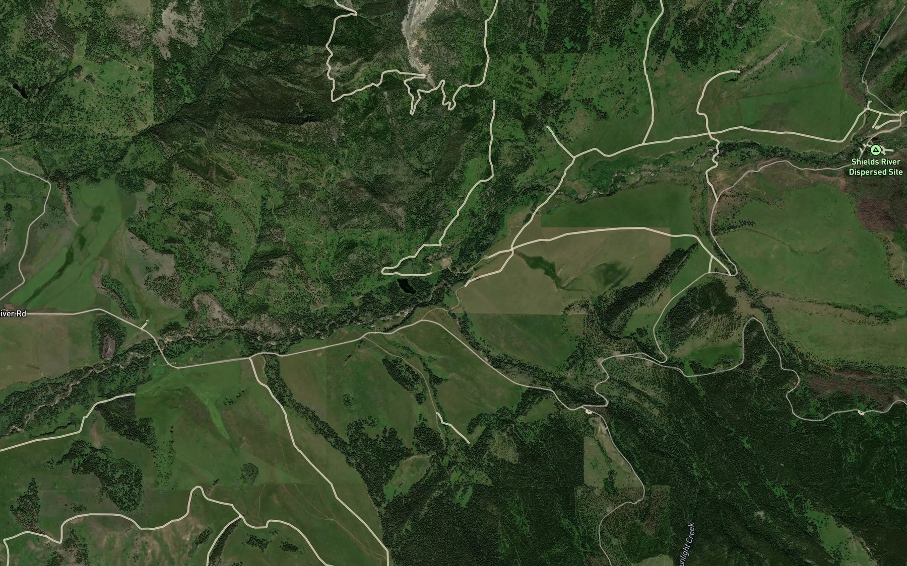 Satellite map of the Serrett Creek