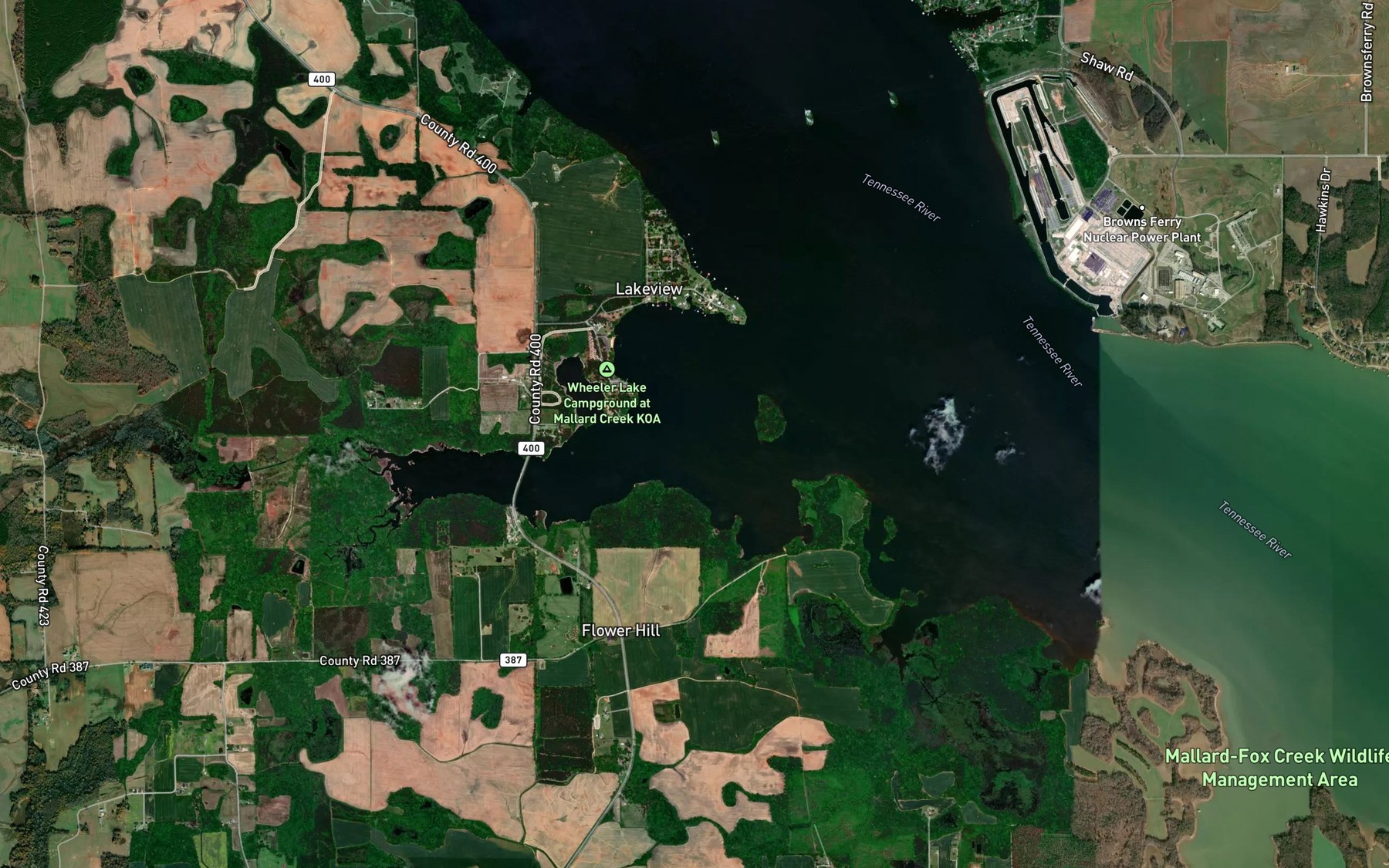 Satellite map of the Mallard Creek