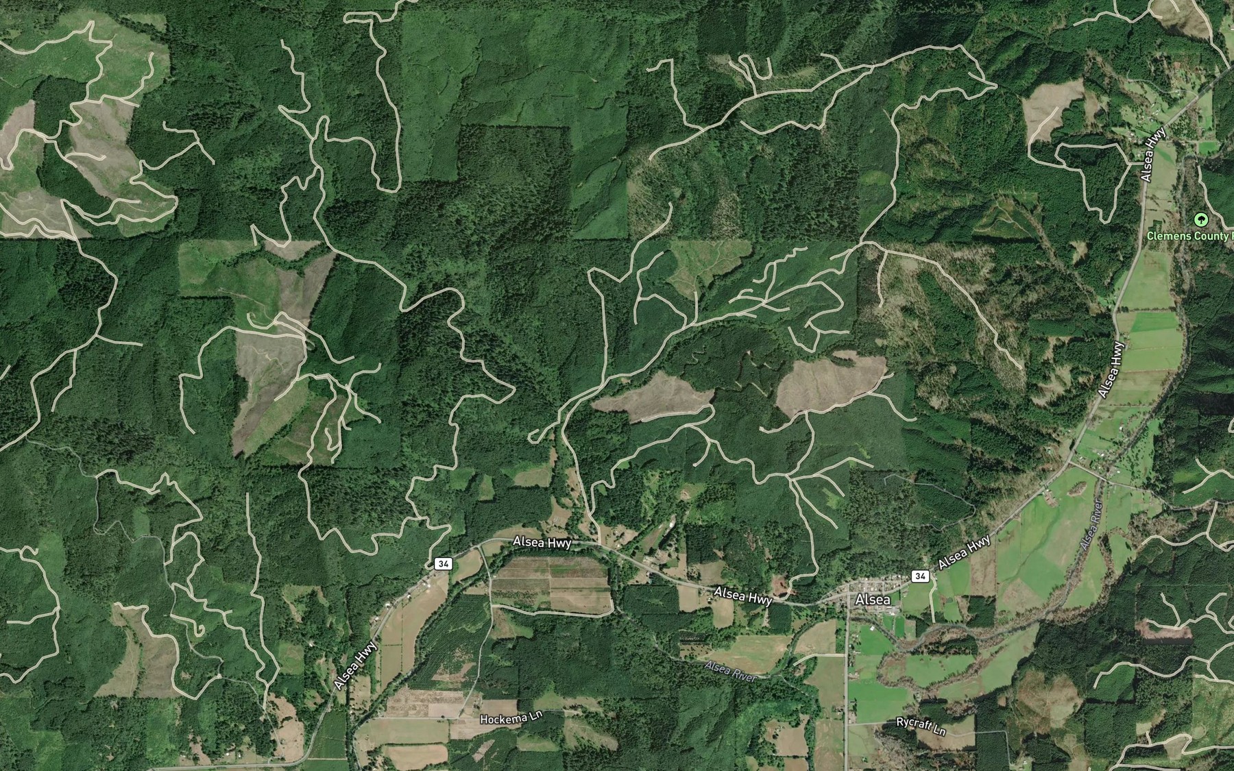 Satellite map of the Arnold Creek