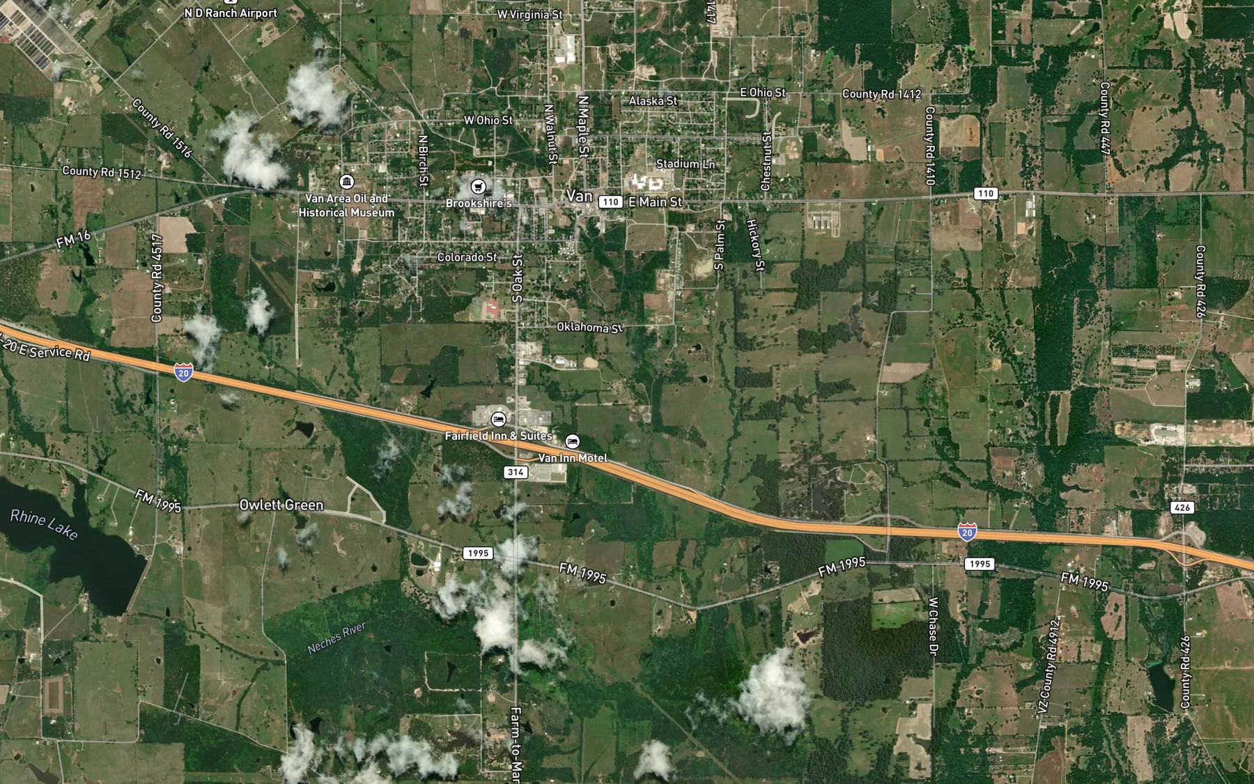 Satellite map of the Enas Pond
