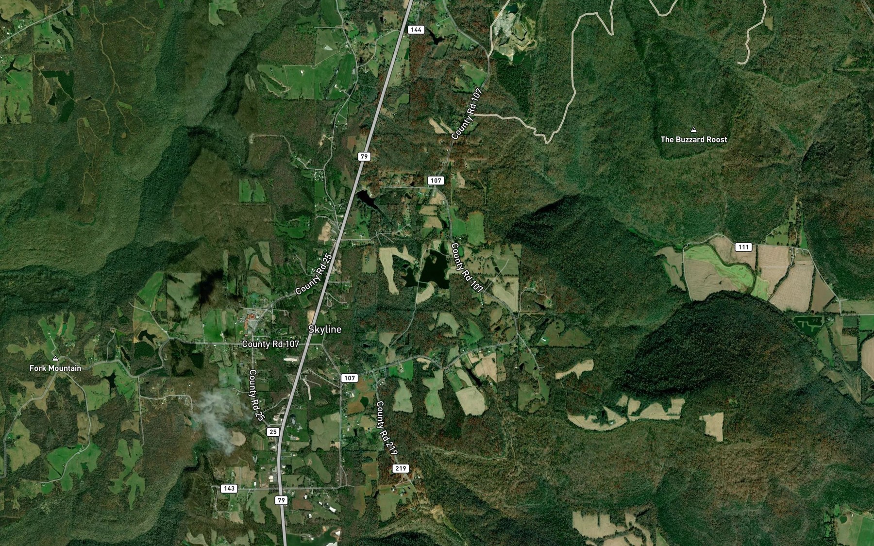 Satellite map of the Hill Pond