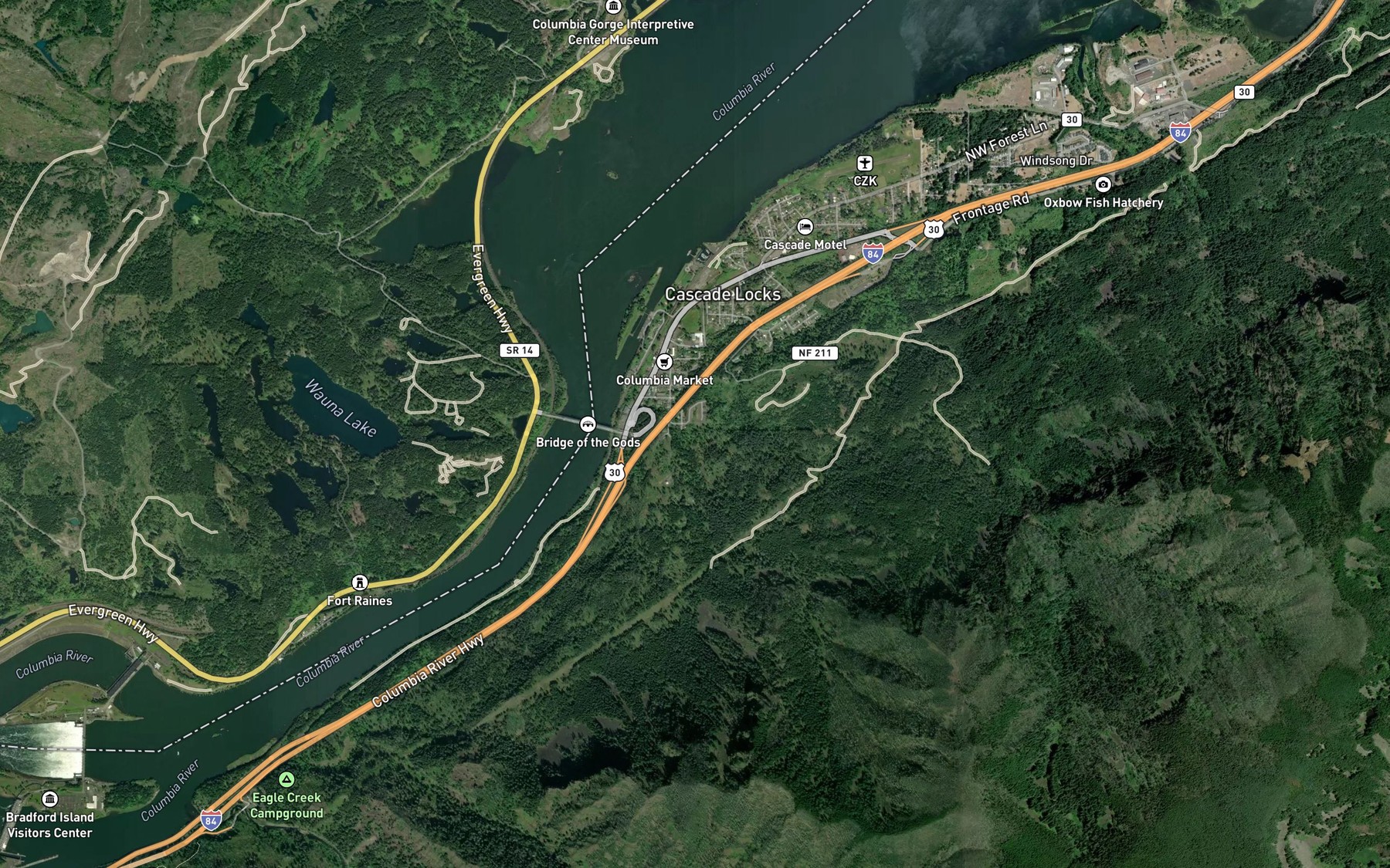 Satellite map of the Crystal Spring