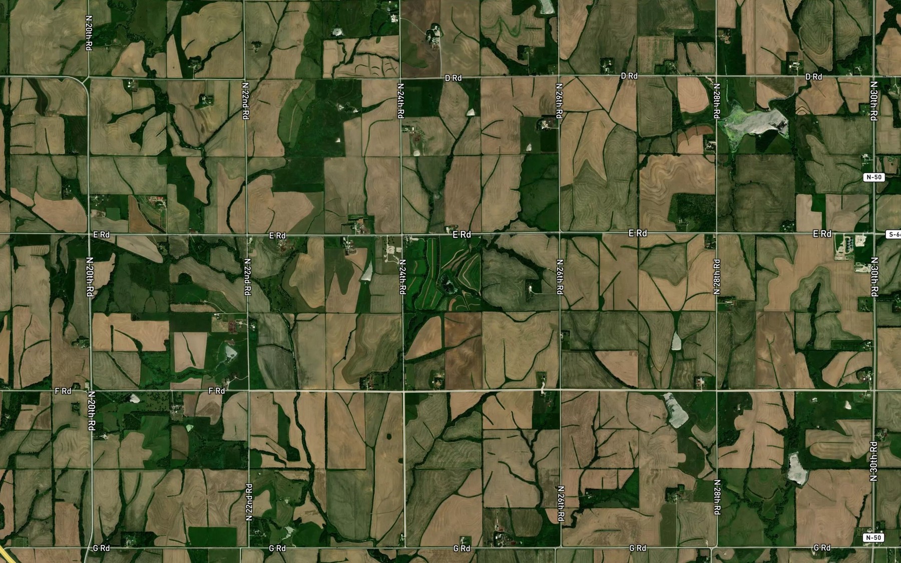 Satellite map of the Fargo Reservoir