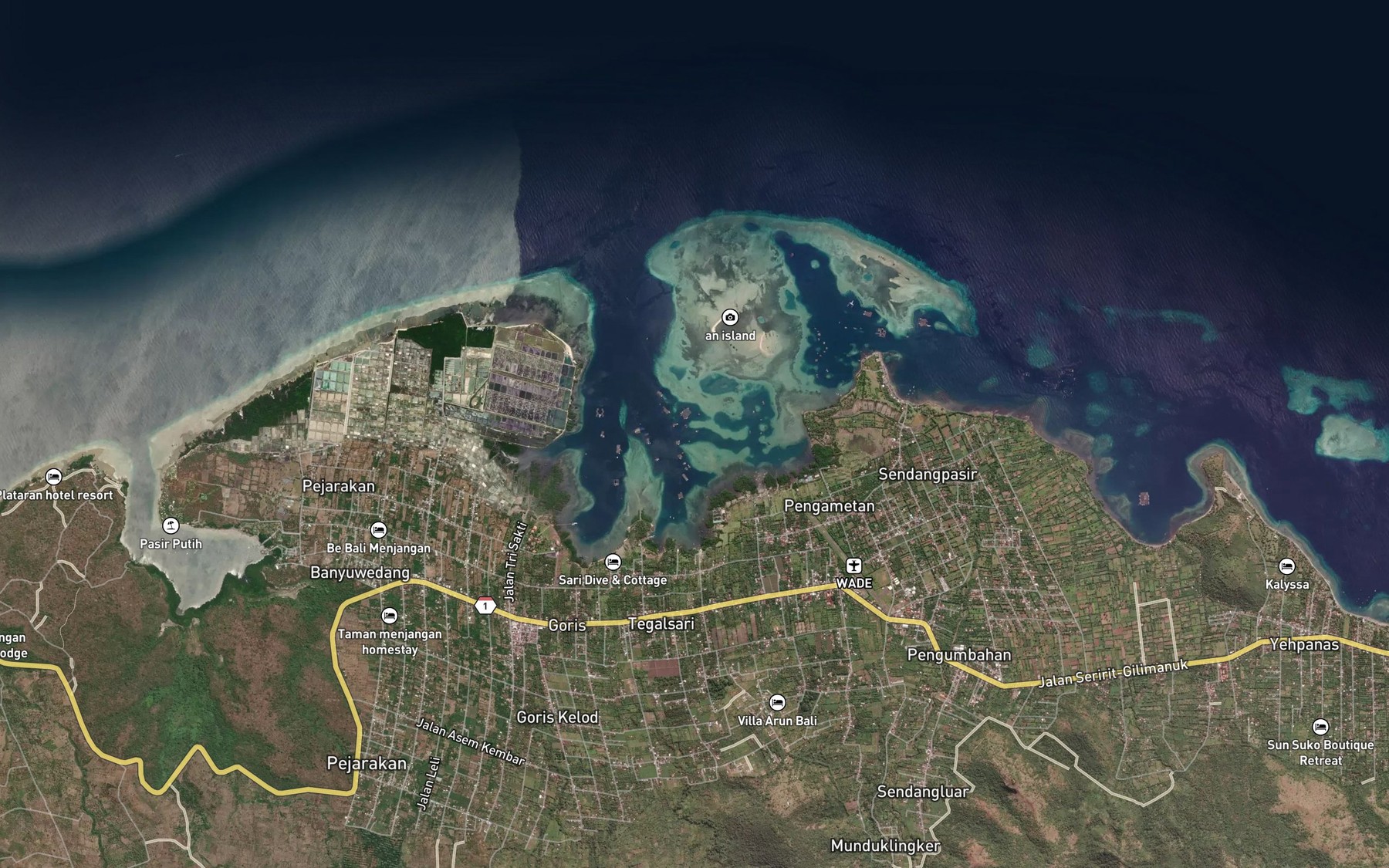 Satellite map of the Teluk Pegametan