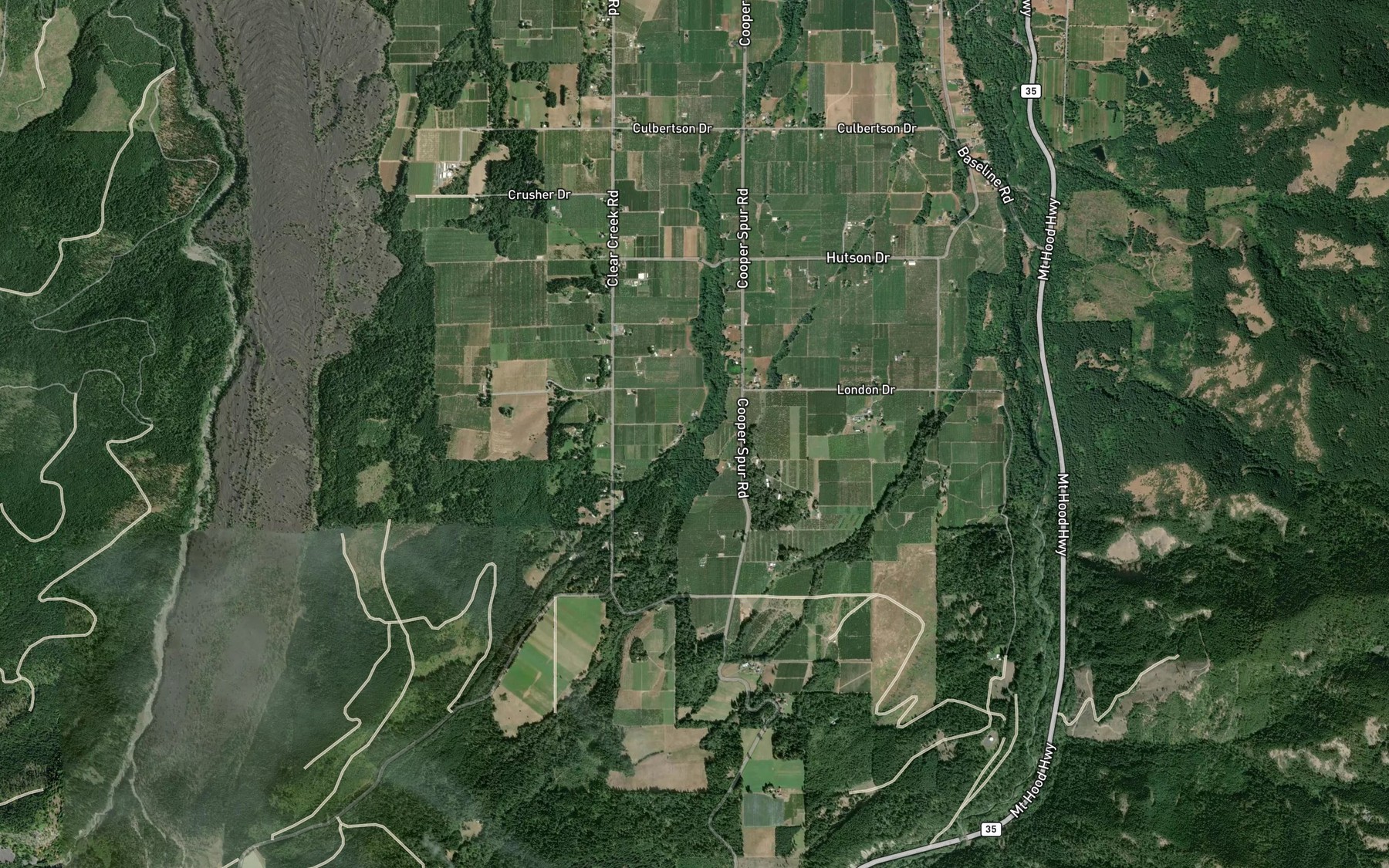 Satellite map of the West Fork Evans Creek