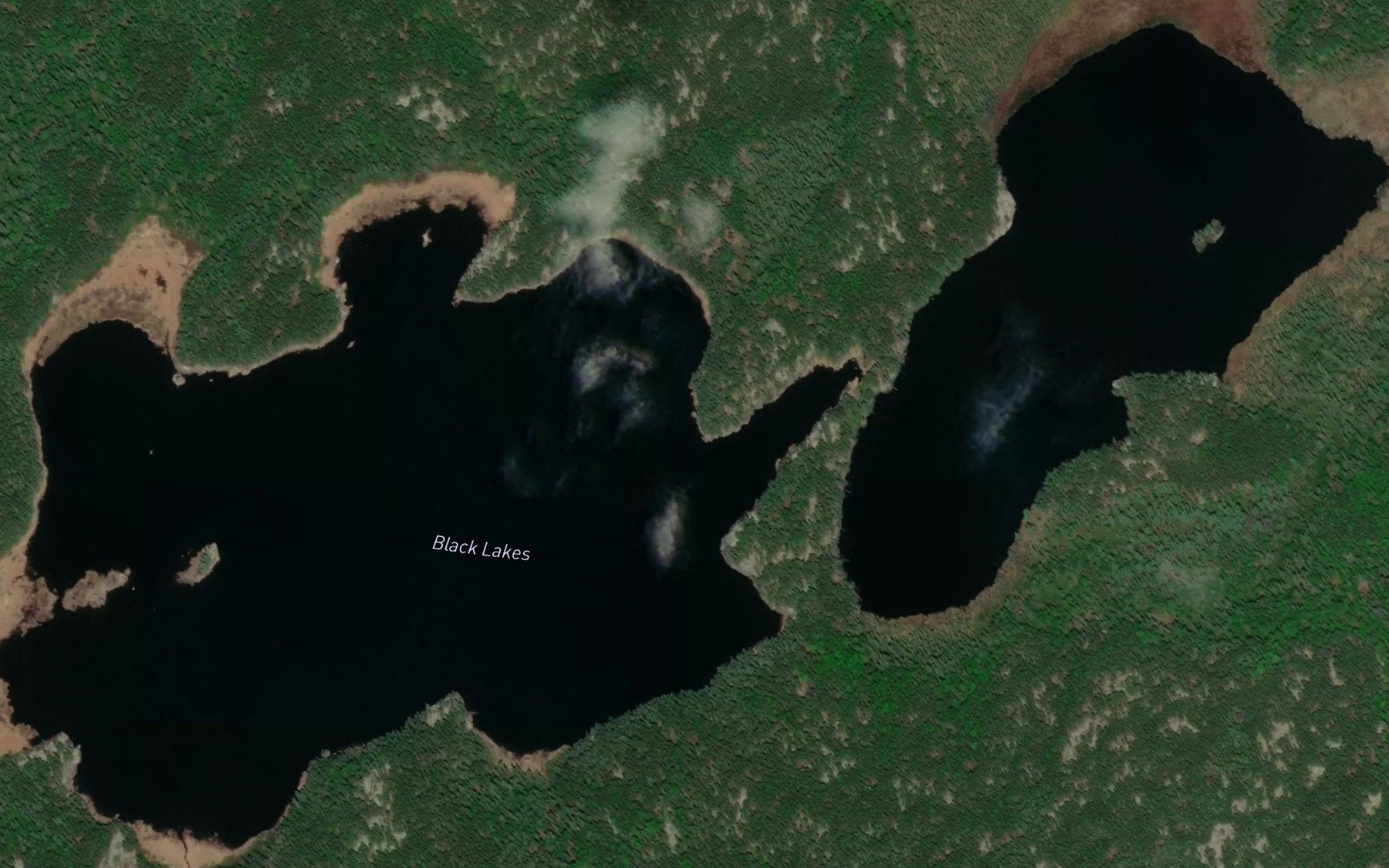 Satellite map of the Black Lakes