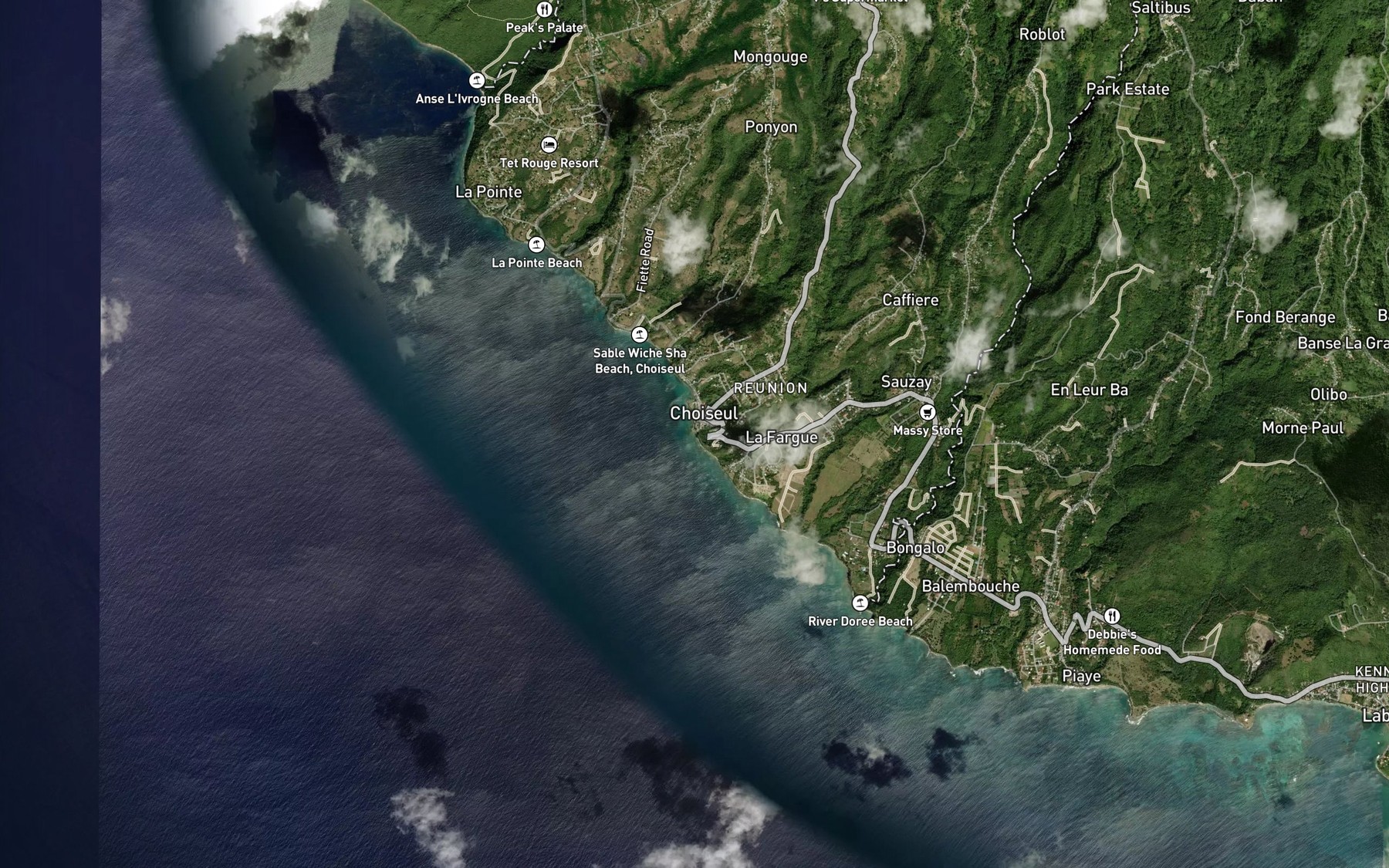 Satellite map of the Grande Riviere Choiseul