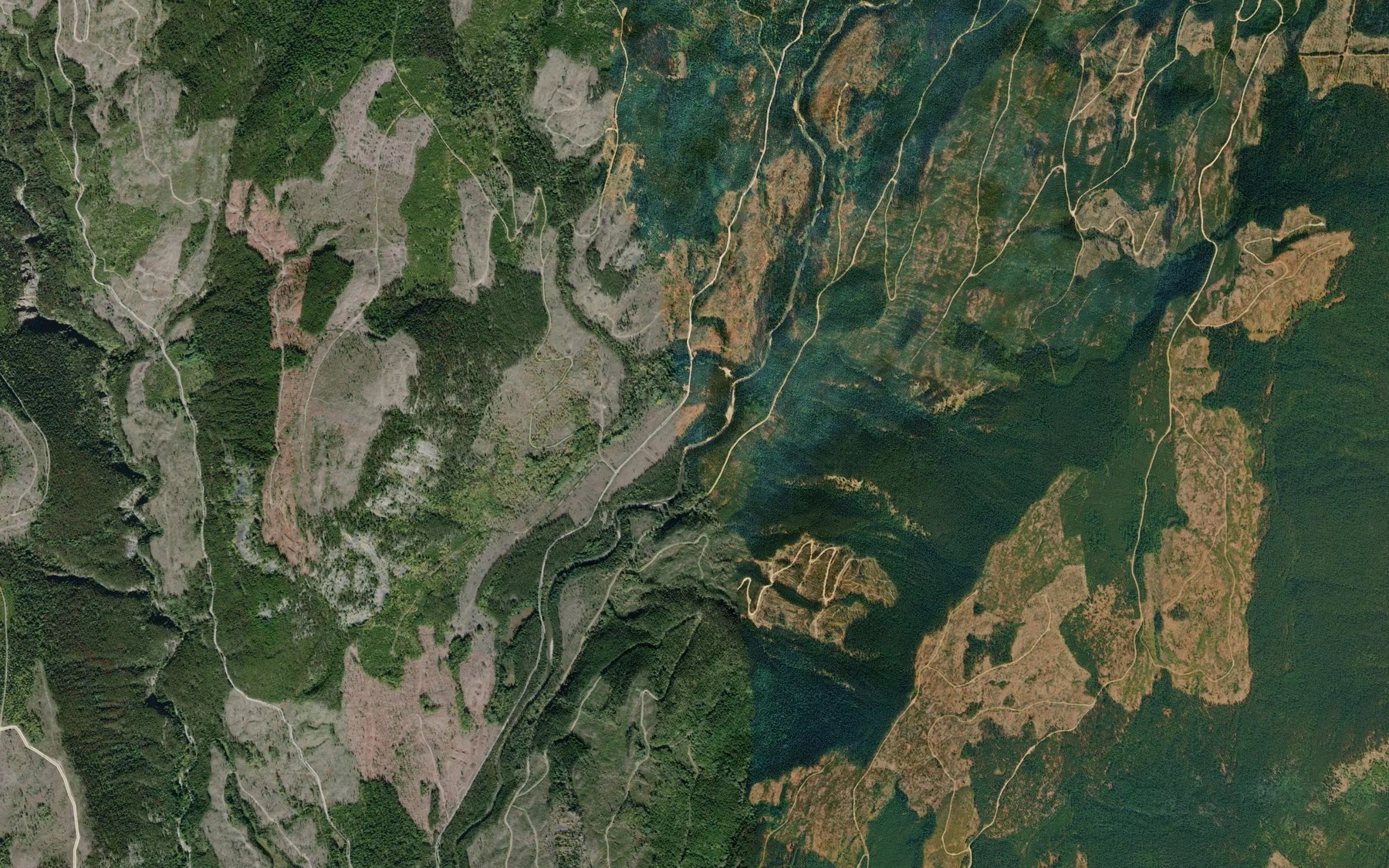 Satellite map of the Nevertouch Creek