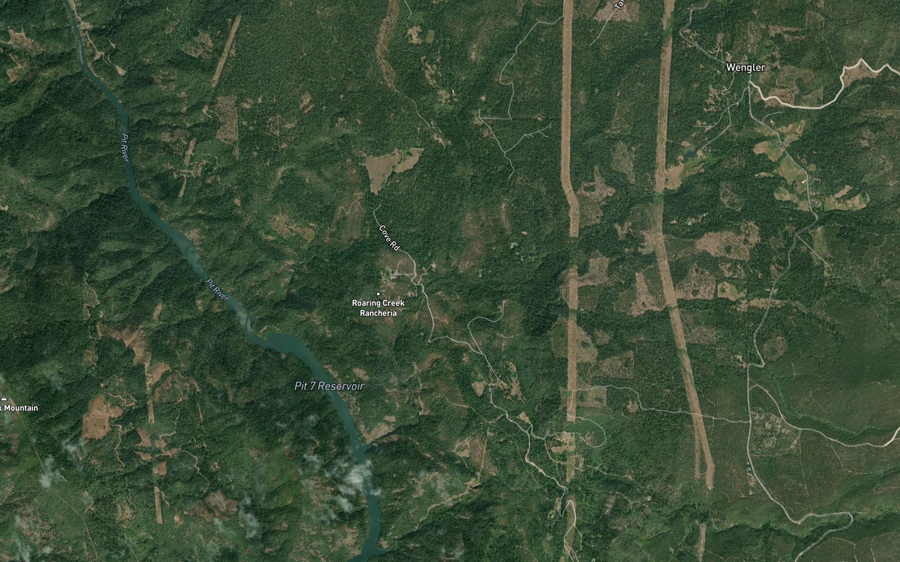 Satellite map of the Roaring Creek