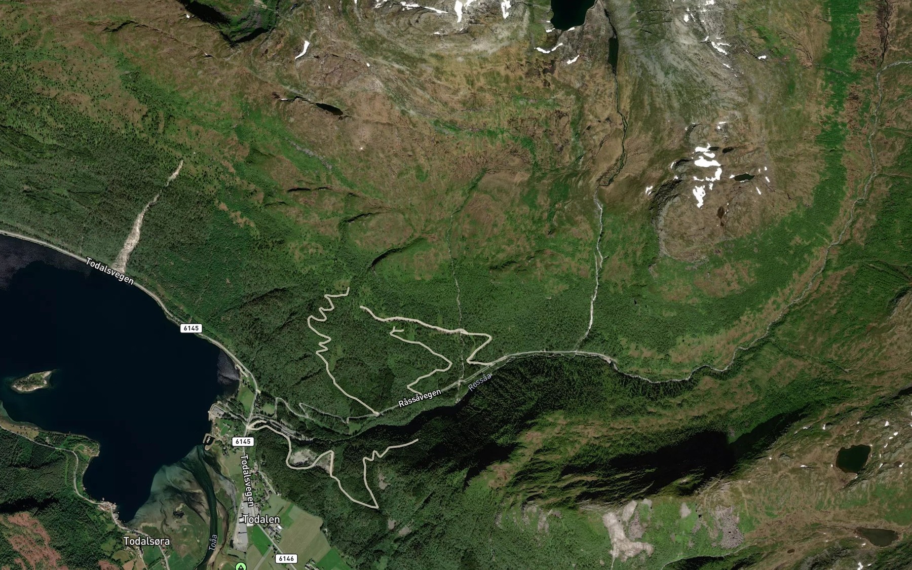 Satellite map of the Ytter Tverrelva