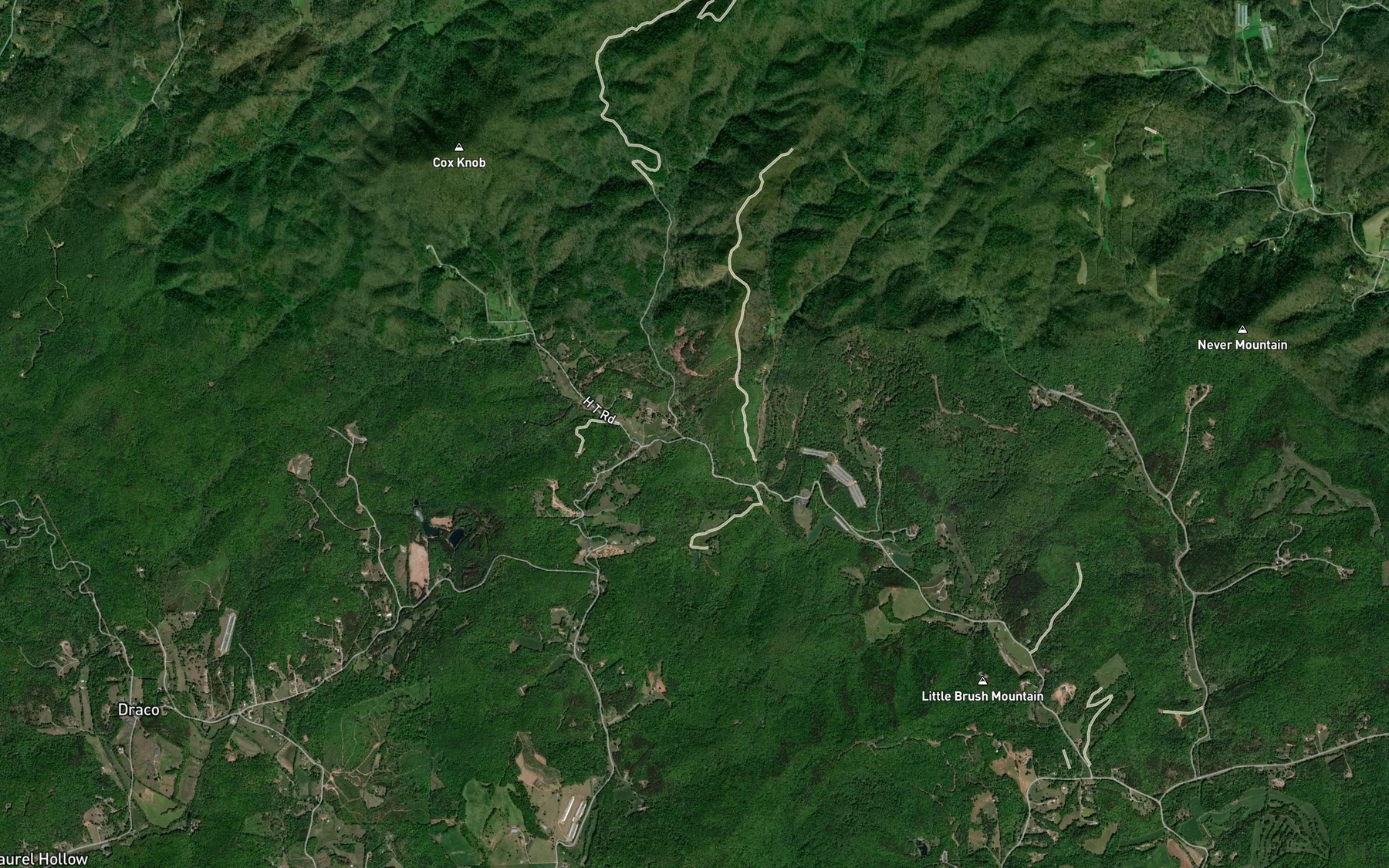 Satellite map of the Holsclaw Creek