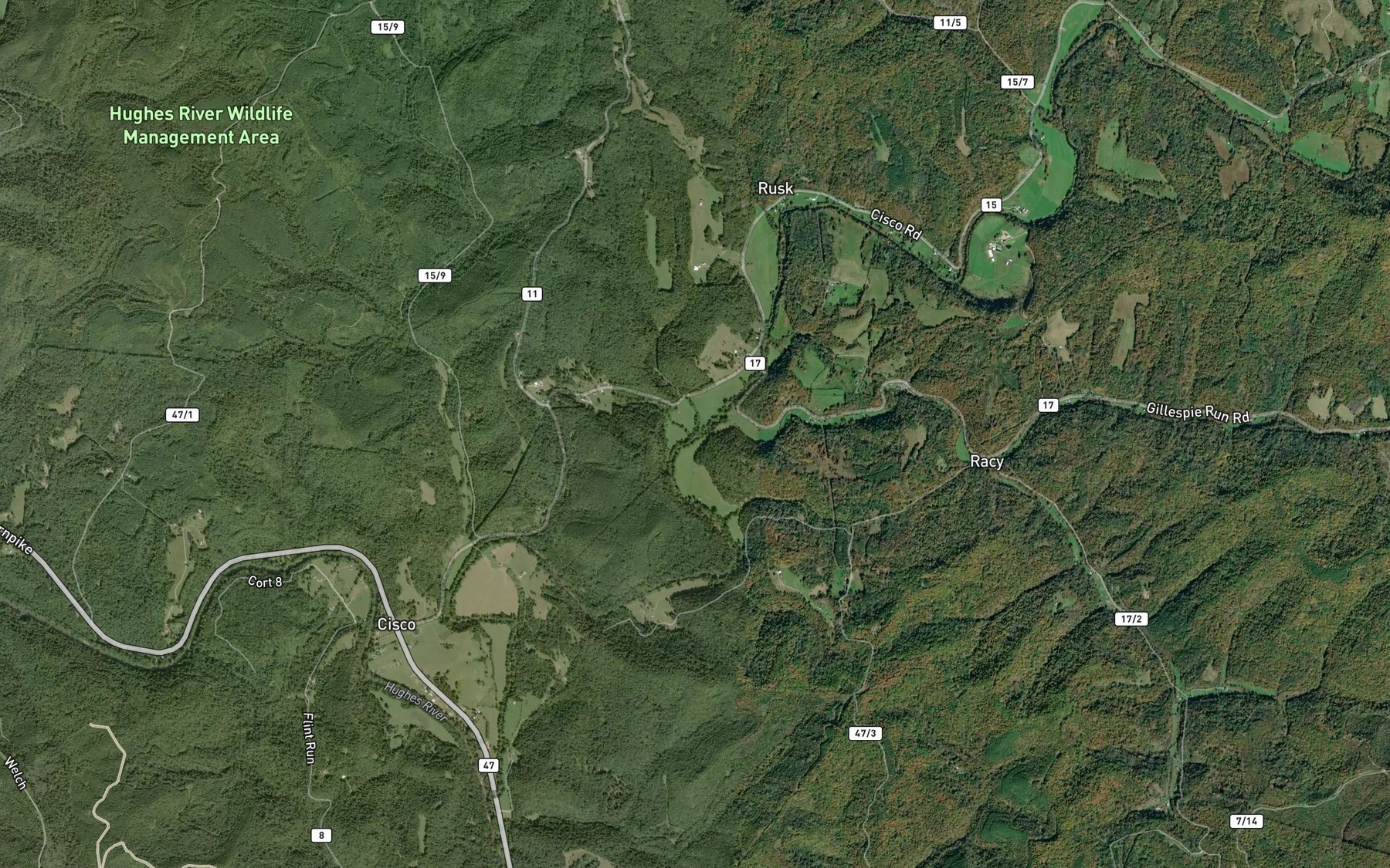 Satellite map of the Patton Run