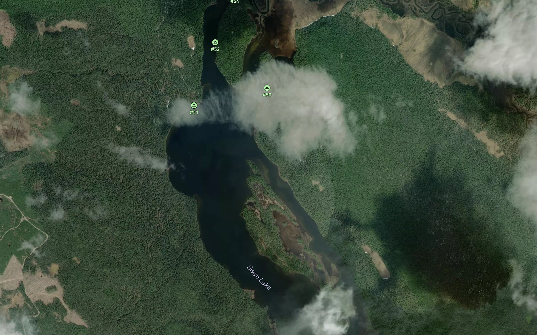 Satellite map of the Swan Lake