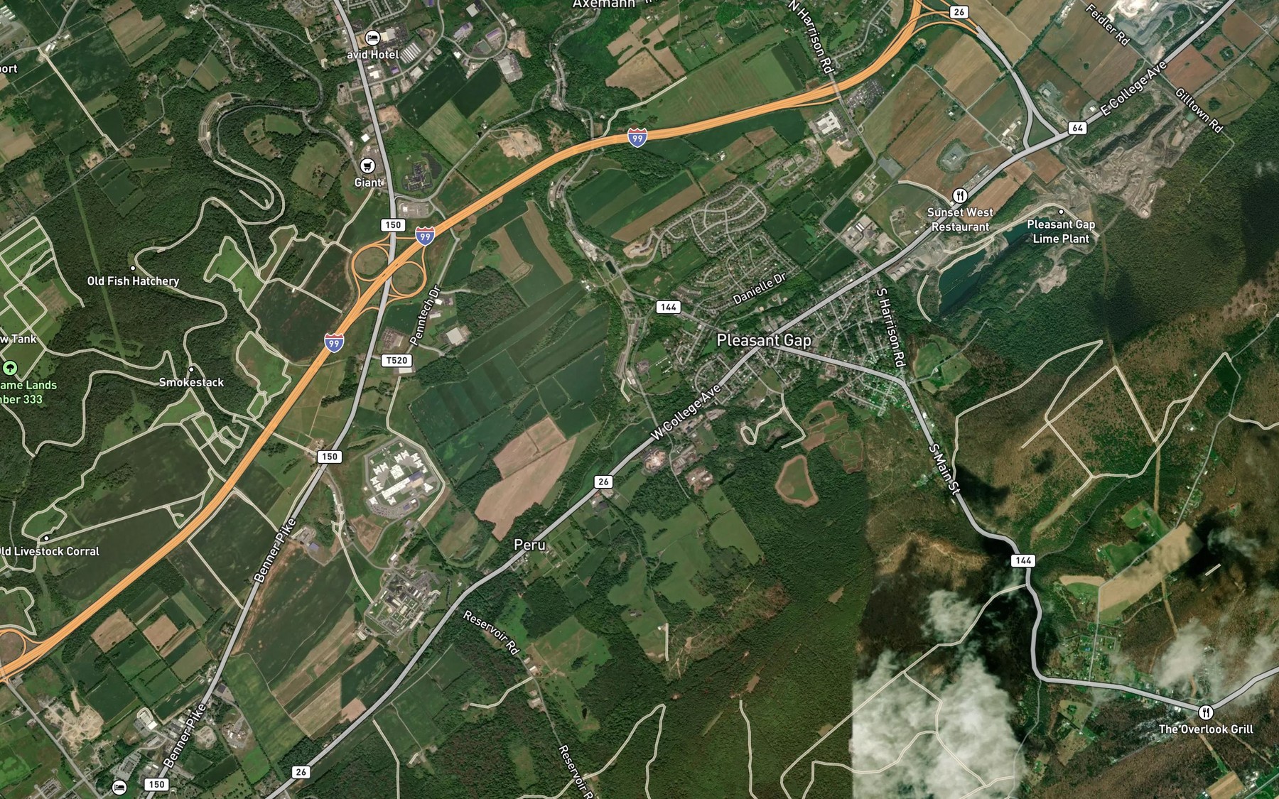 Satellite map of the Blue Spring