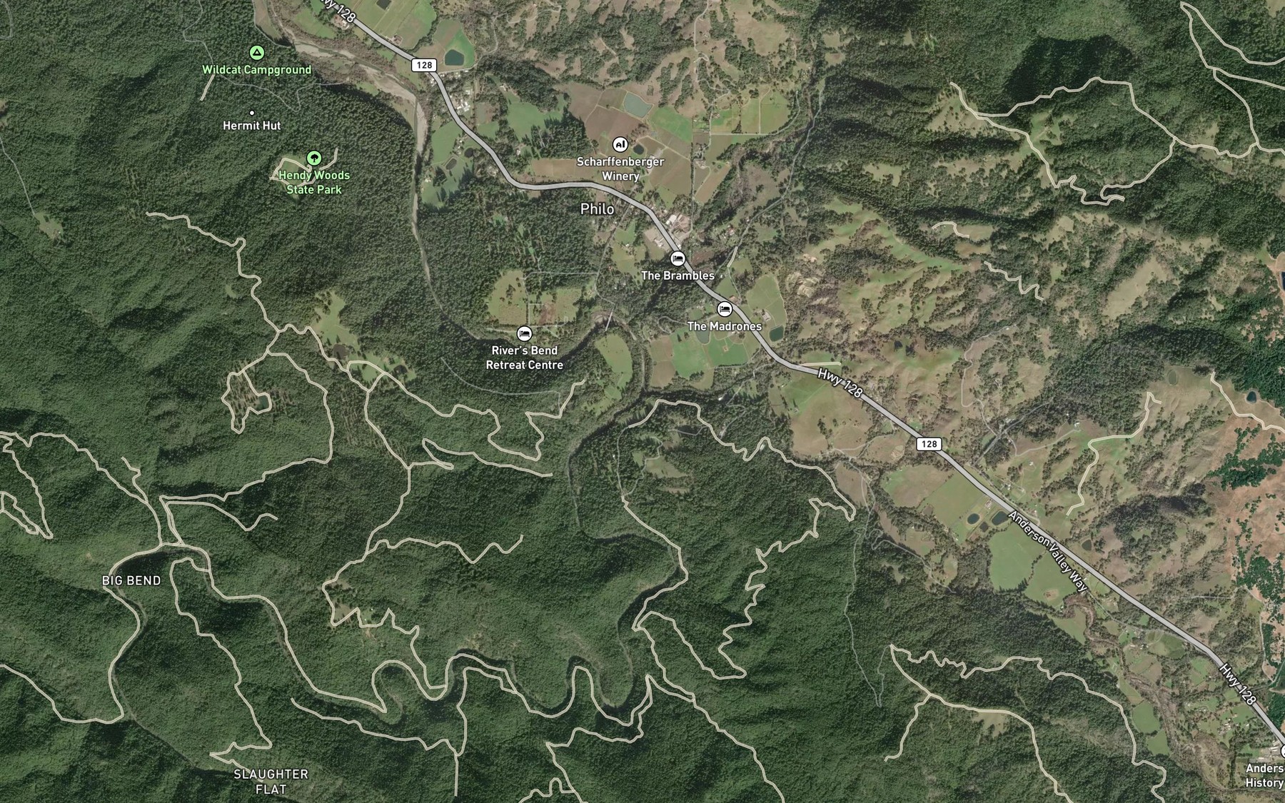 Satellite map of the Anderson Creek