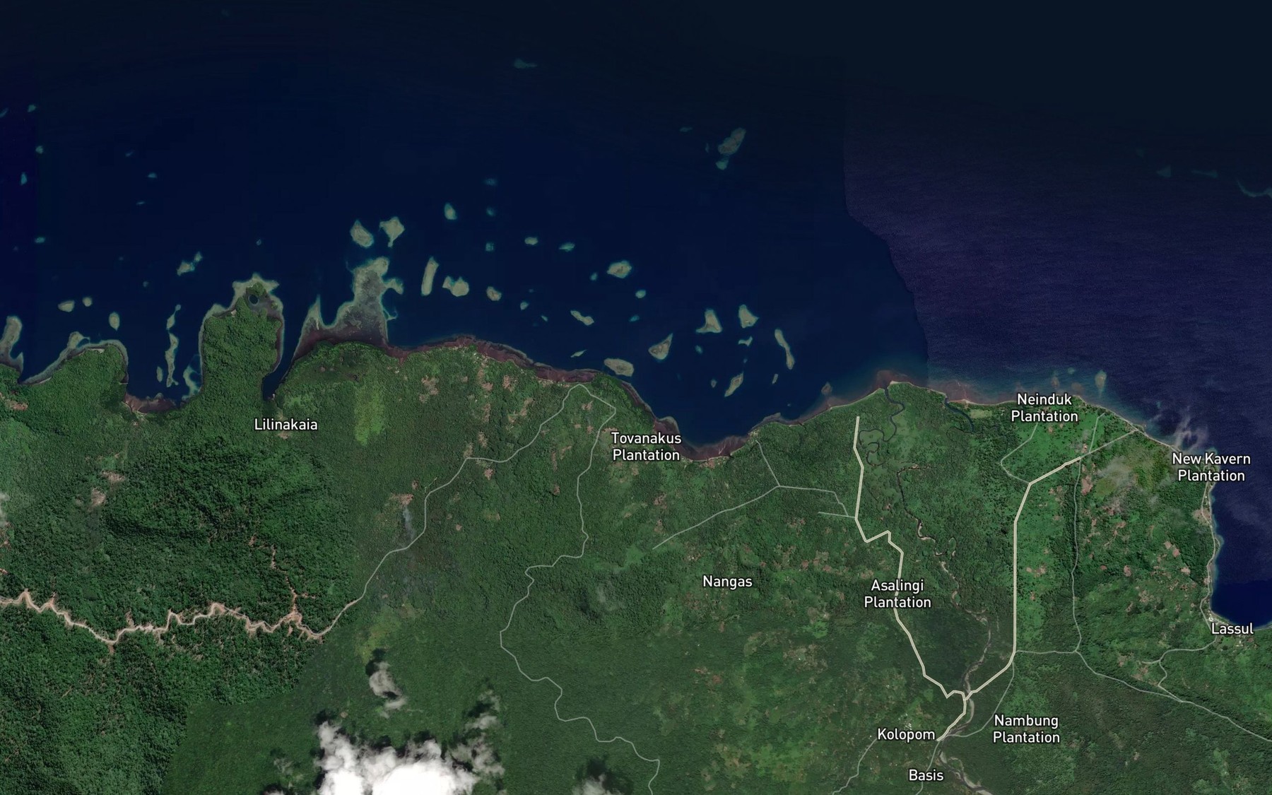 Satellite map of the Tovanukus Creek