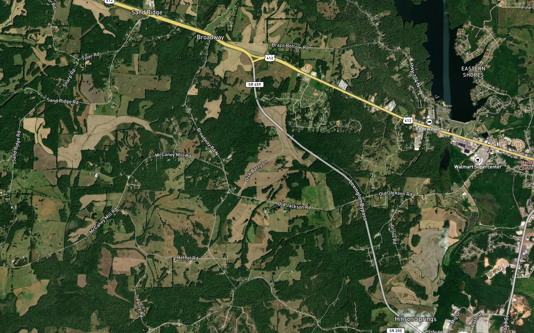 Satellite map of the Berry Lake