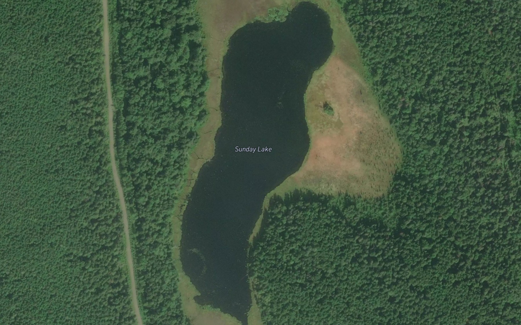 Satellite map of the Sunday Lake