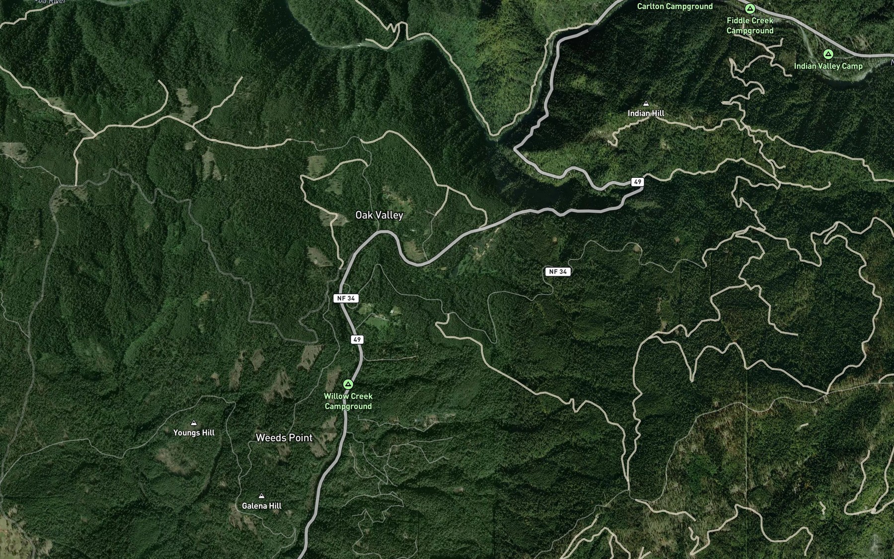 Satellite map of the Pourier Creek