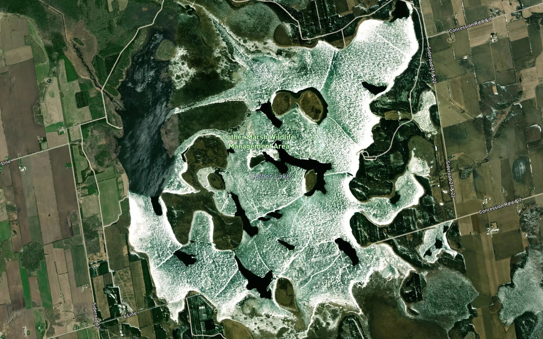 Satellite map of the Luther Lake