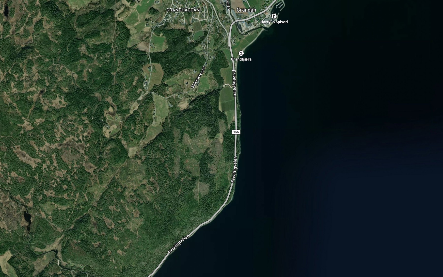 Satellite map of the Skjelbekken