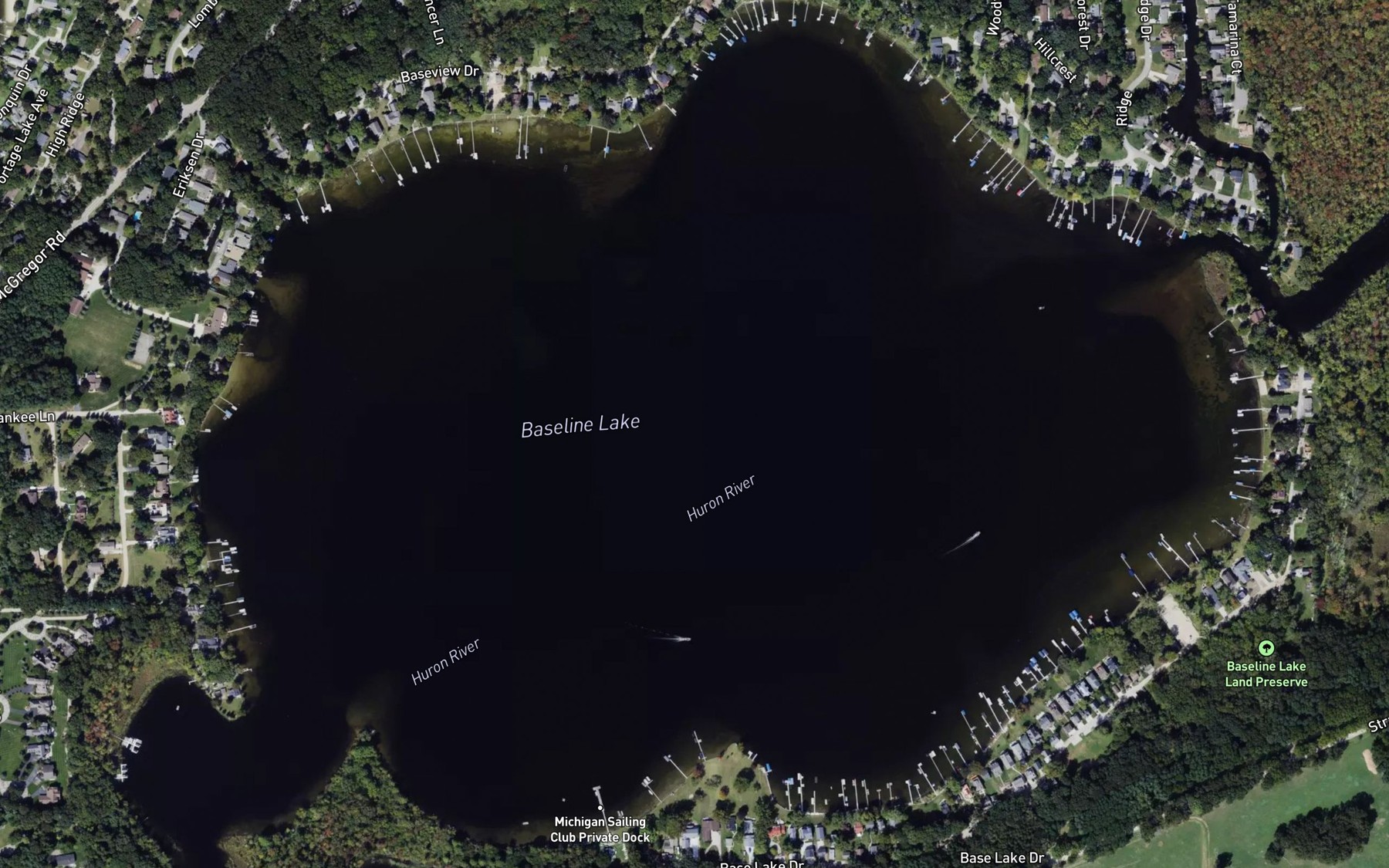 Satellite map of the Base Line Lake