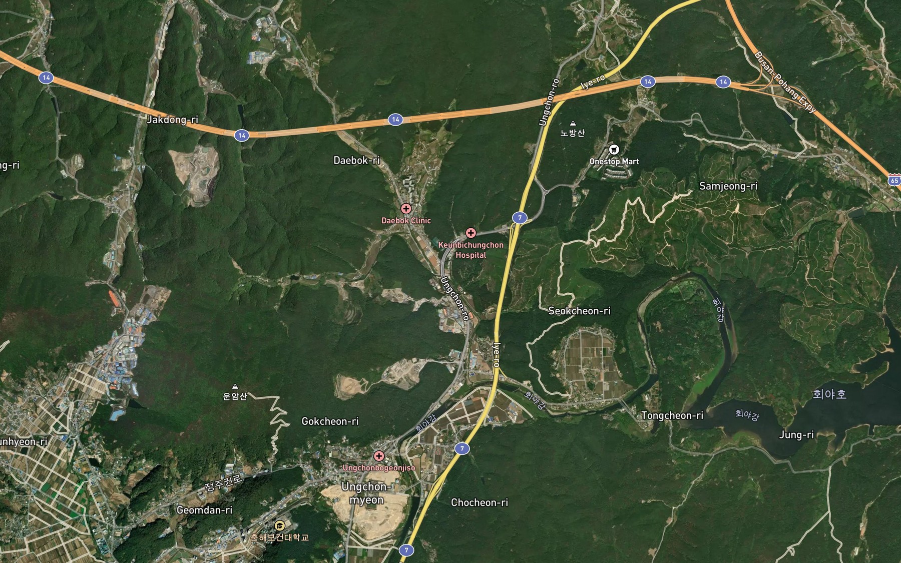 Satellite map of the Daebokcheon