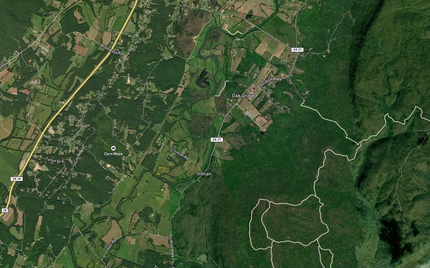 Satellite map of the Shiloh Branch