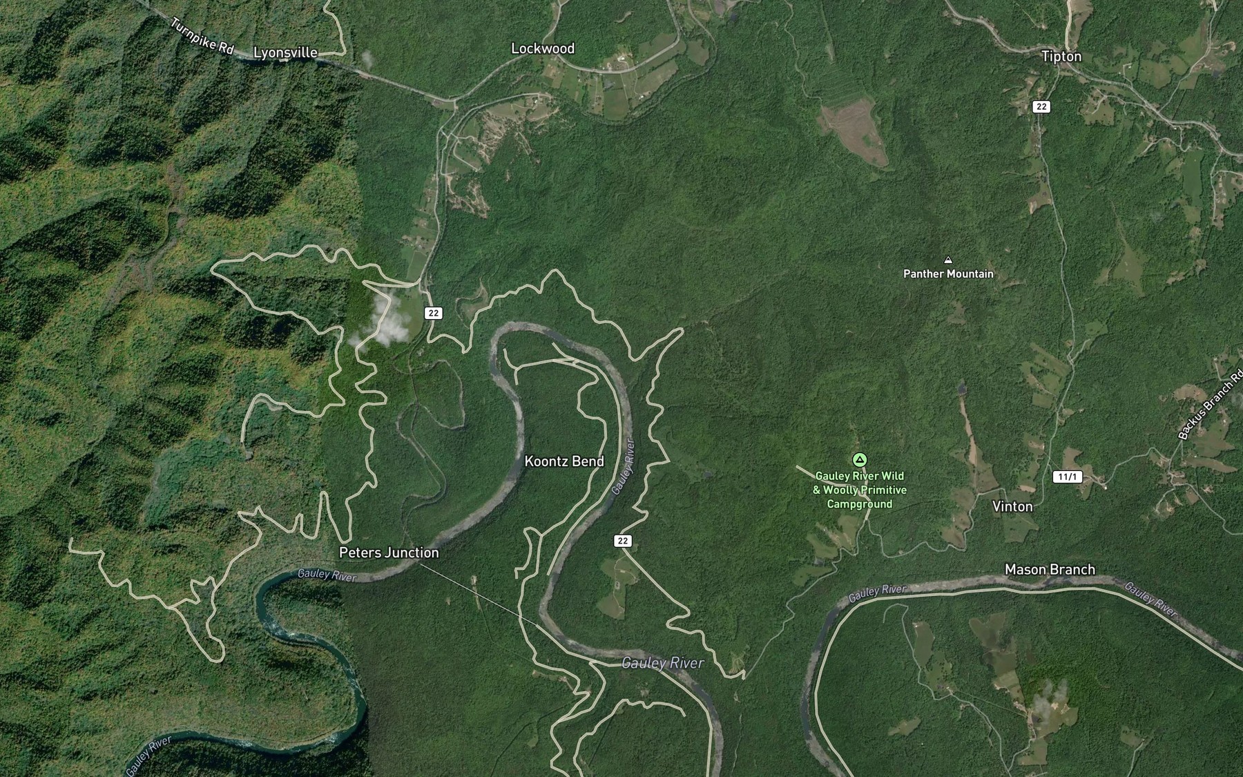Satellite map of the Bucklick Branch